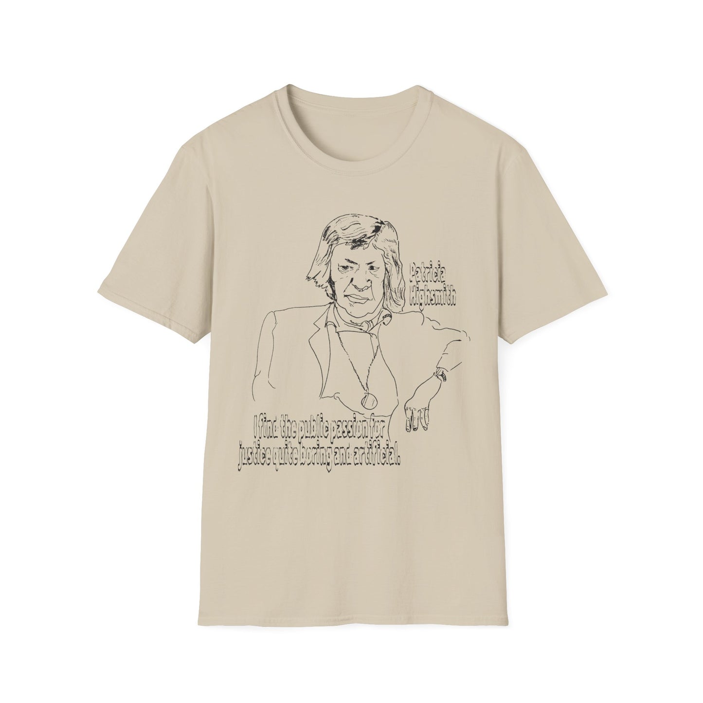 original drawing of patricia highsmith "I find the public passion for justice quite boring and artificial."