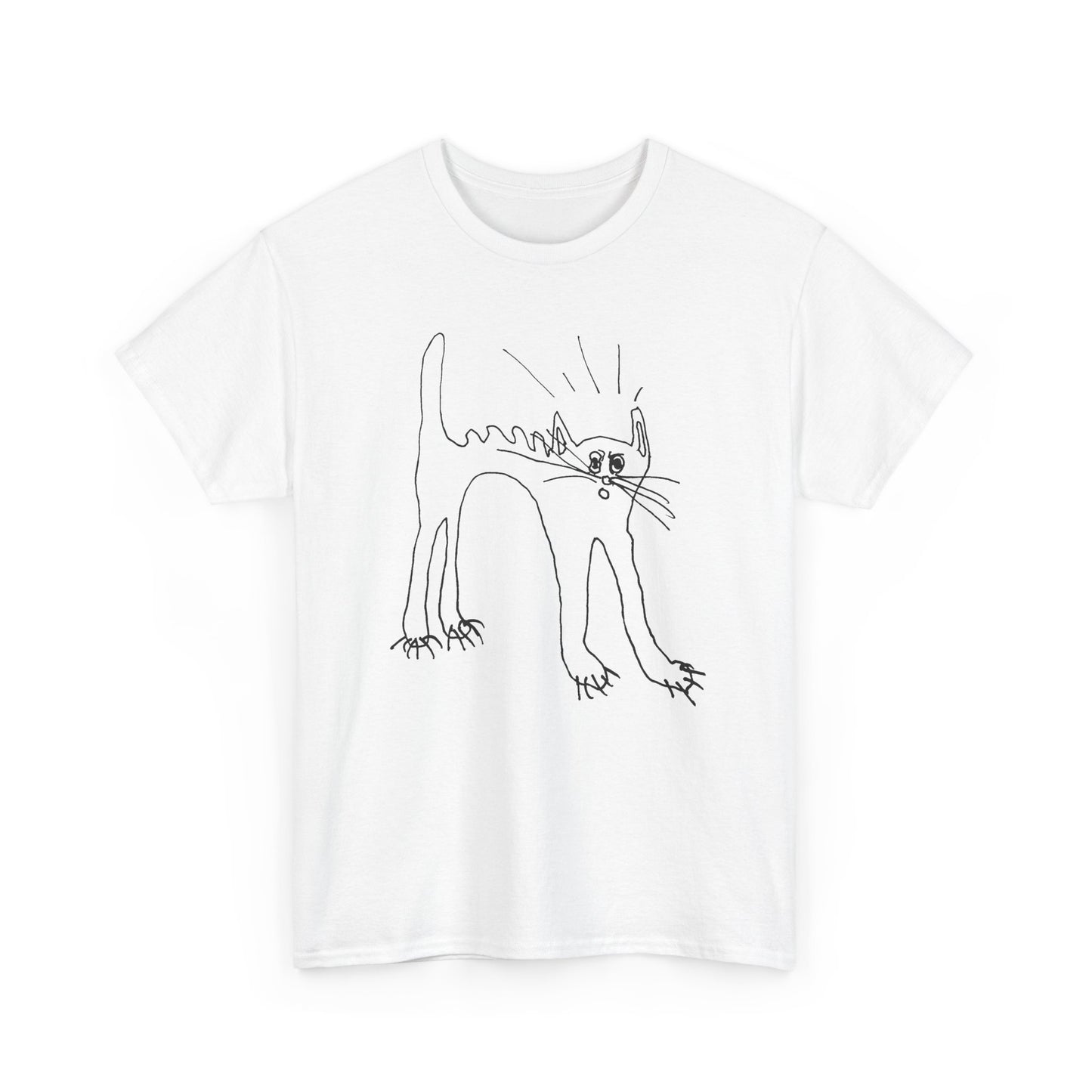 original drawing of a very spooked cat tshirt