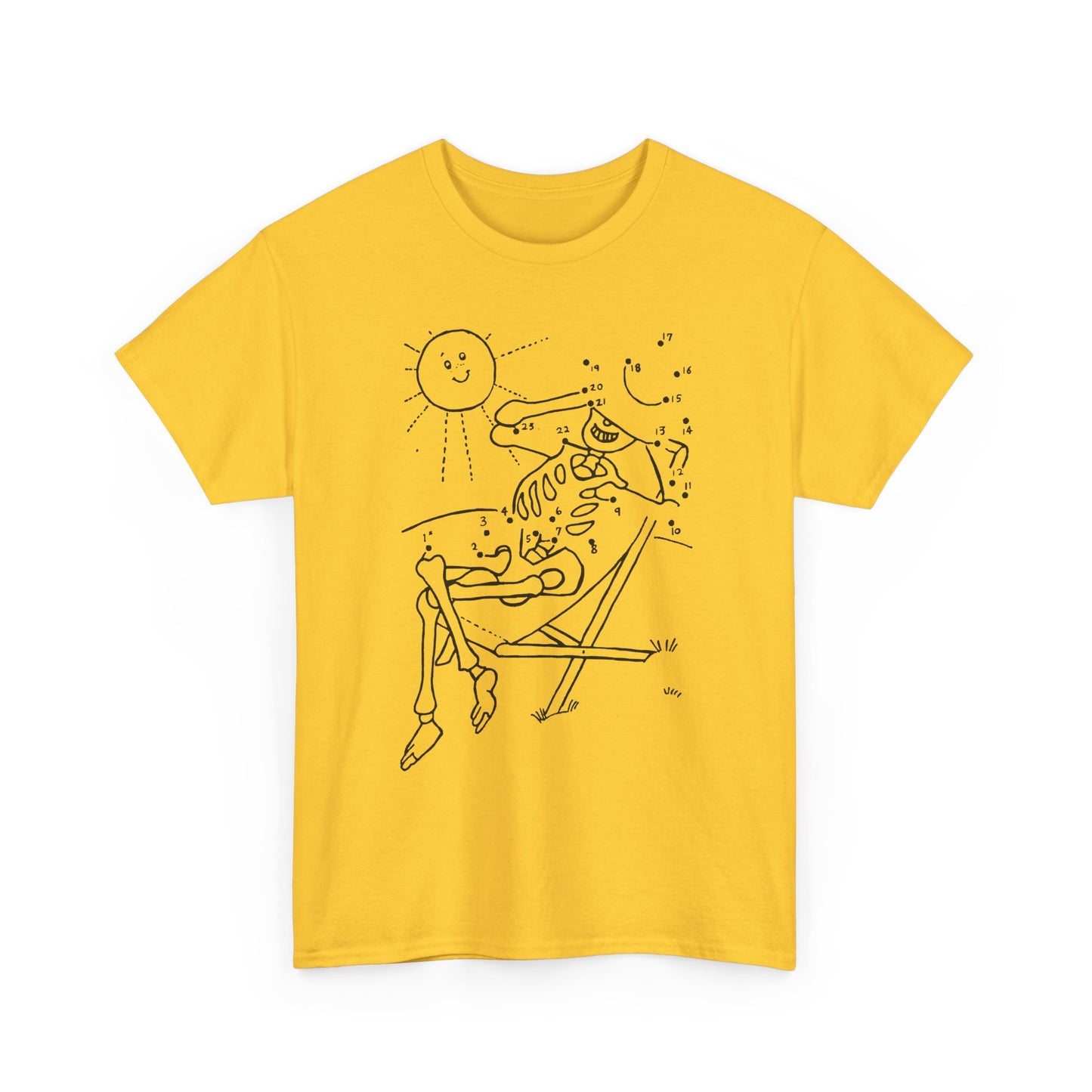 connect the dots skeleton sun tanning tshirt