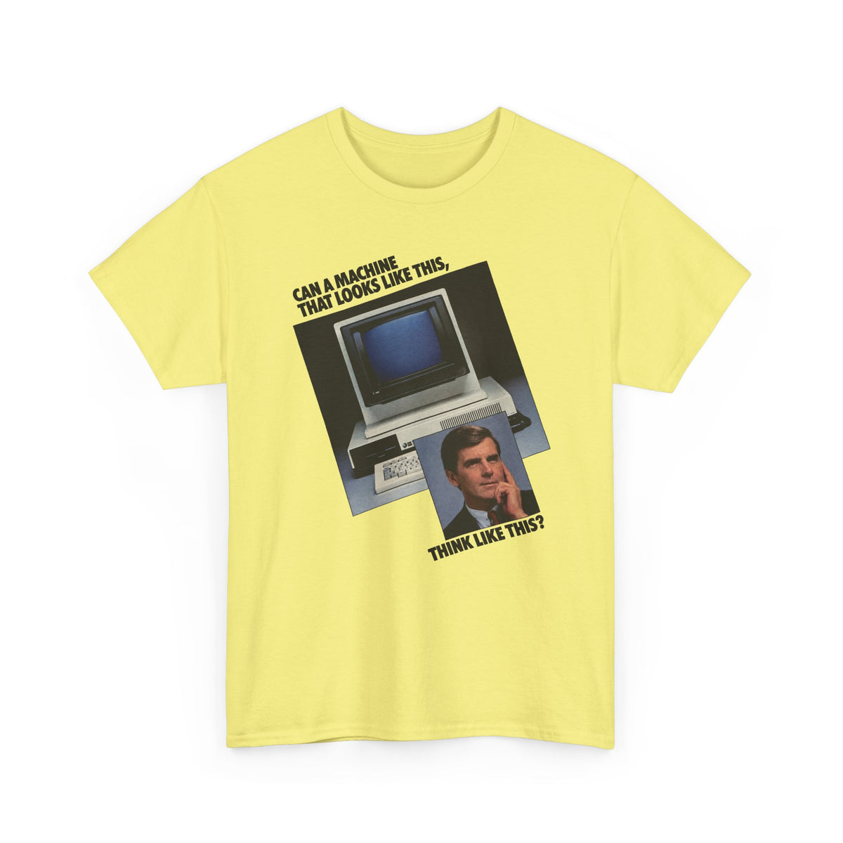 1985 computer and software system can a machine think like this advertisement tshirt