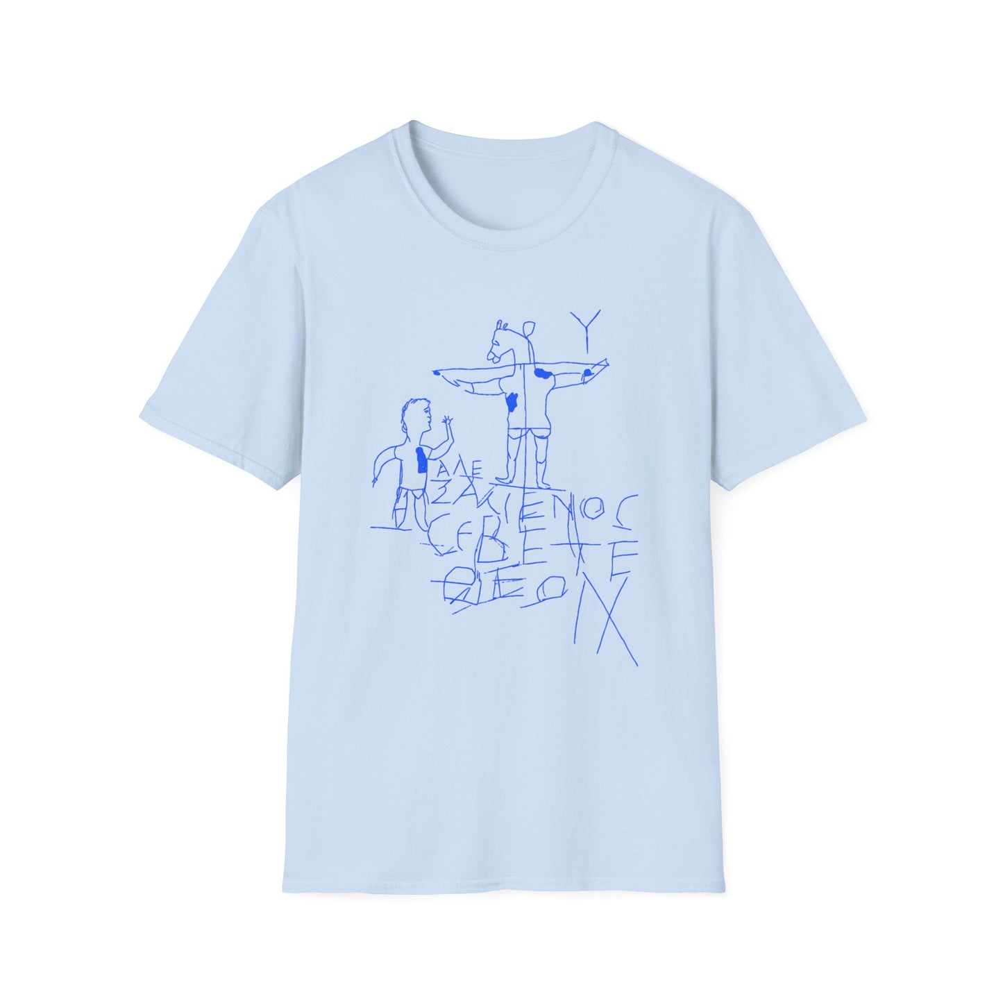 alexamenos graffito blasphemous young man worships donkey early graffiti 200 BC in blue tshirt