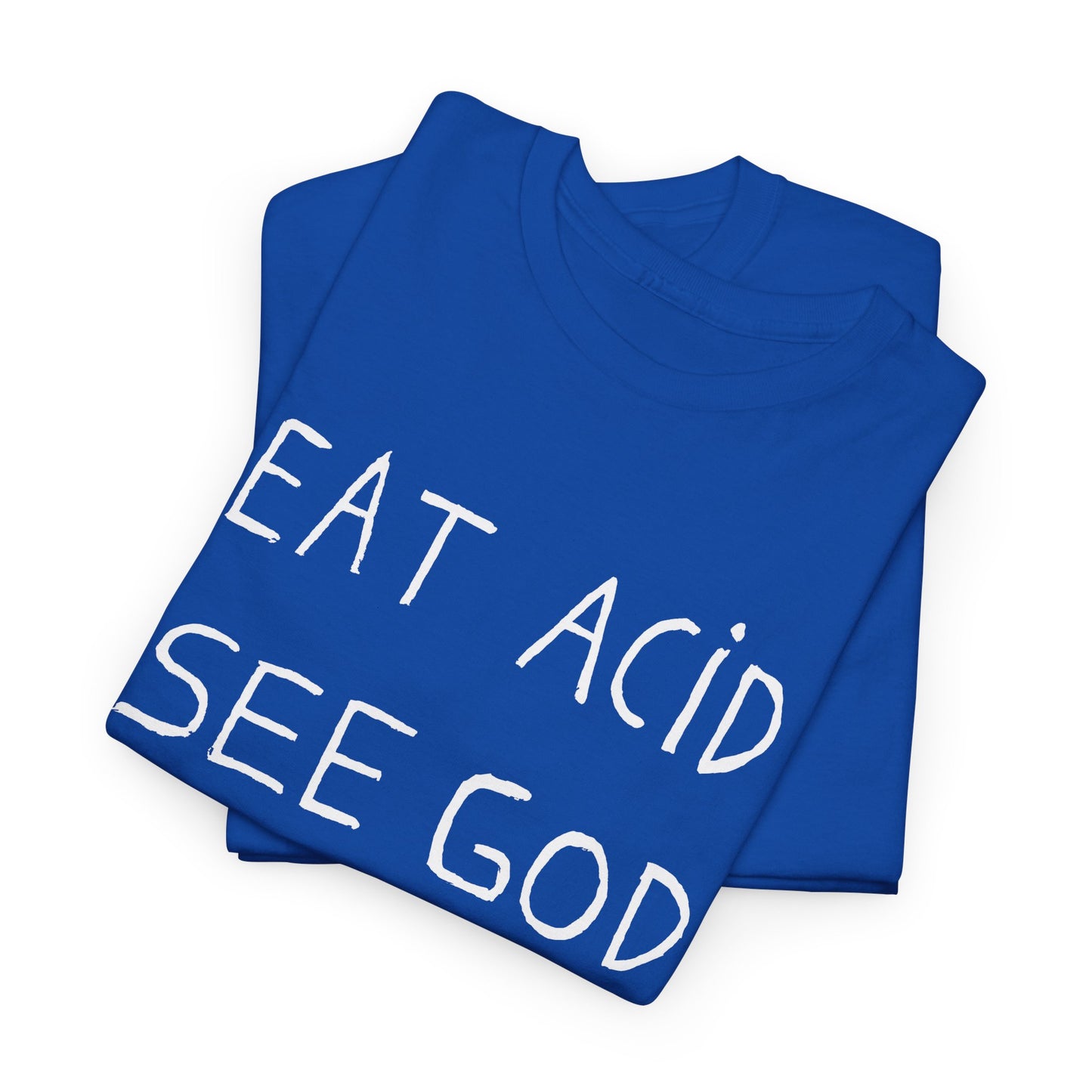 eat acid see god hand drawn font tshirt