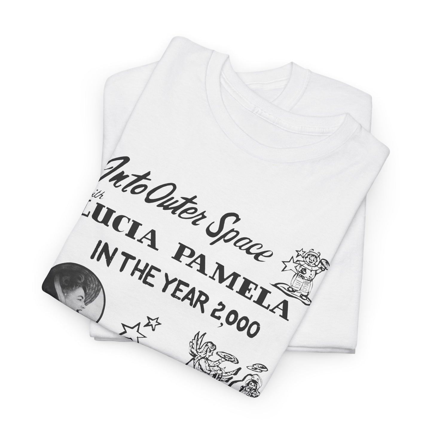 into outer space with lucia pamela in the year 2000 coloring book cover tshirt