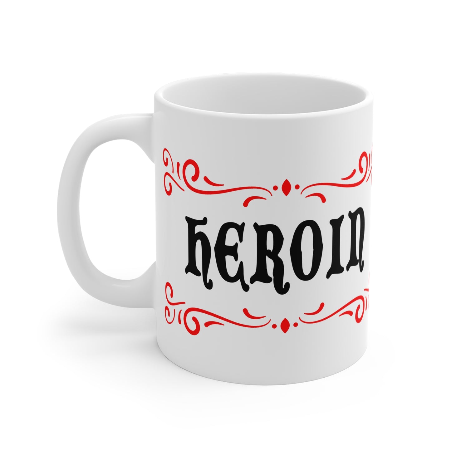 vintage inspired tongue in cheek heroin drug mug