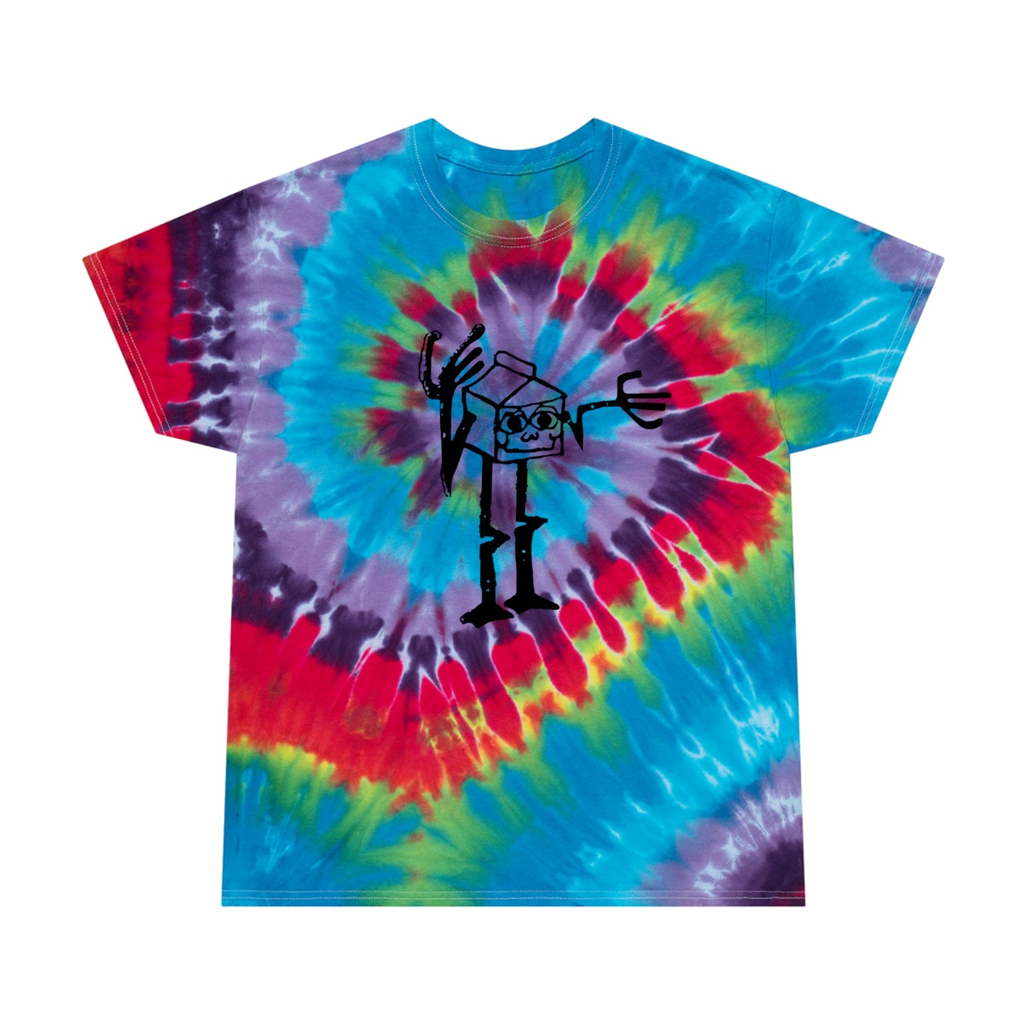 mid 80s anthropomorphic milk carton safety message reproduction tie-dye tshirt