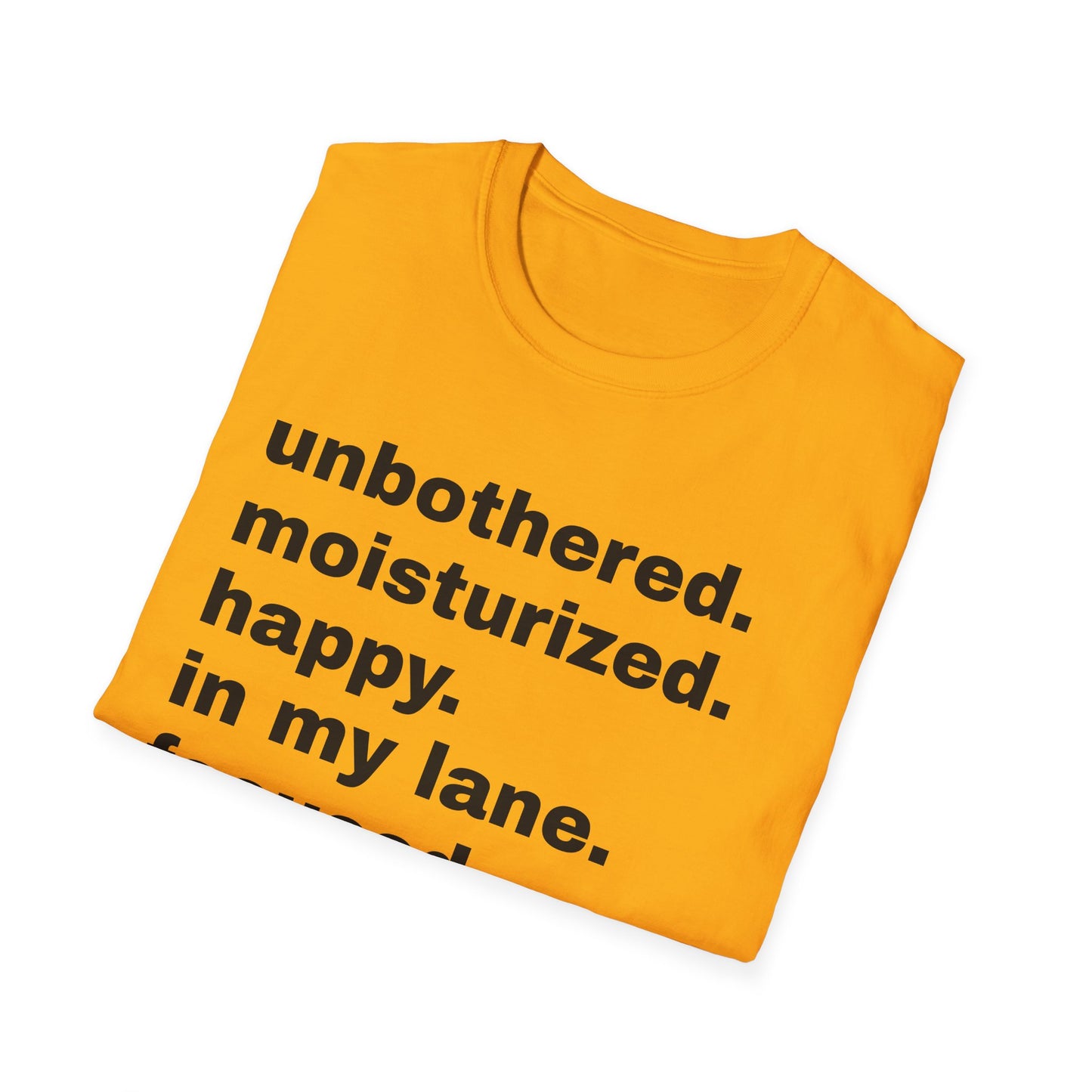 unbothered. moisturized.  happy.  in my lane.  focused.  flourishing. tshirt