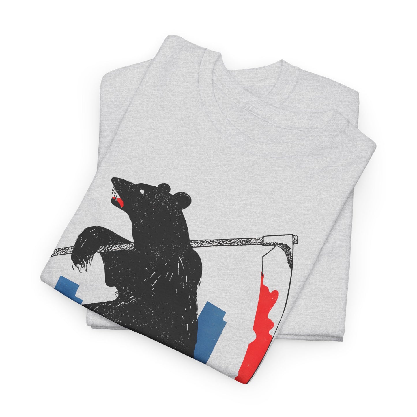 mid century manolo prieto bear with scythe book cover tshirt