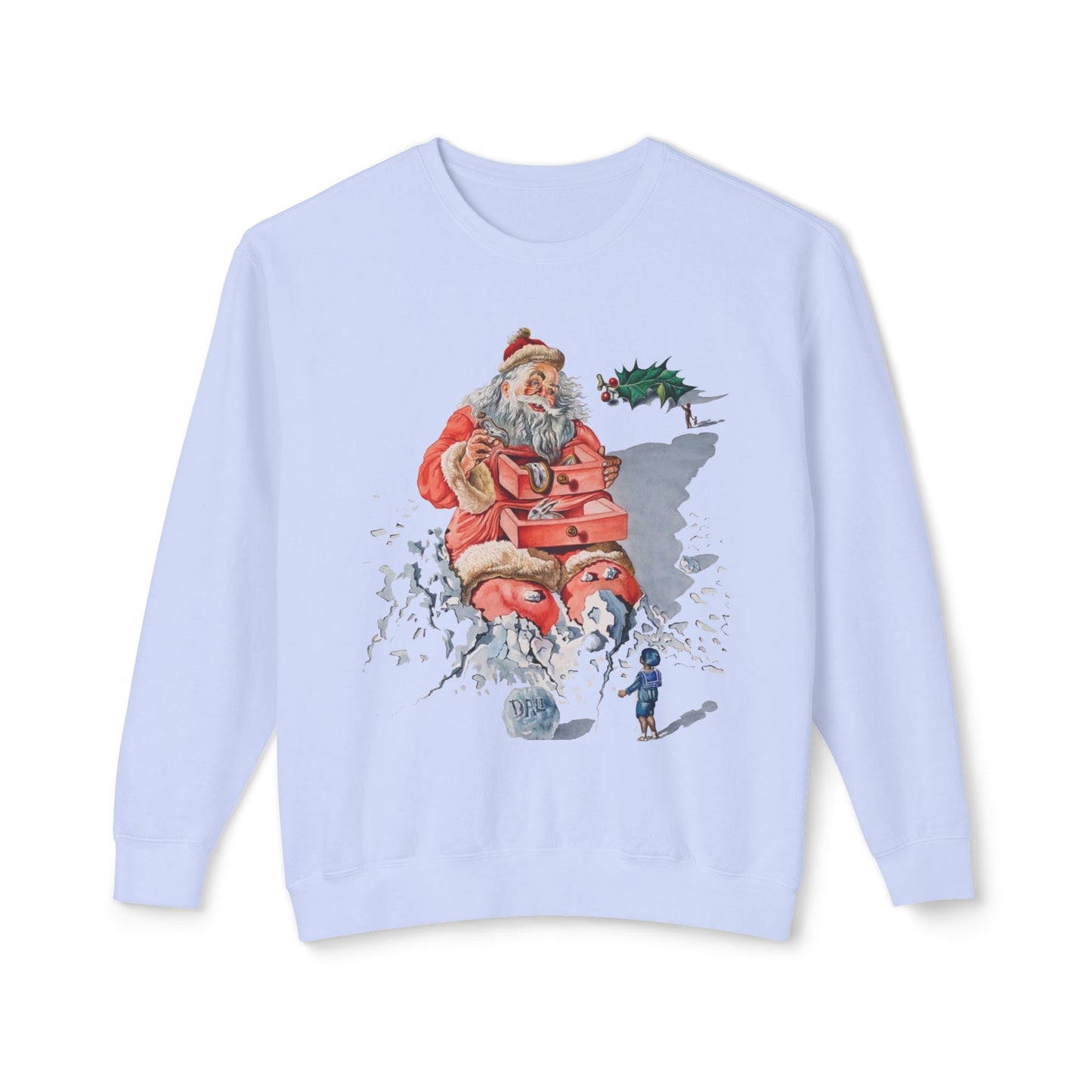 salvador dali's 1948 santa with drawers christmas card 100% cotton sweatshirt