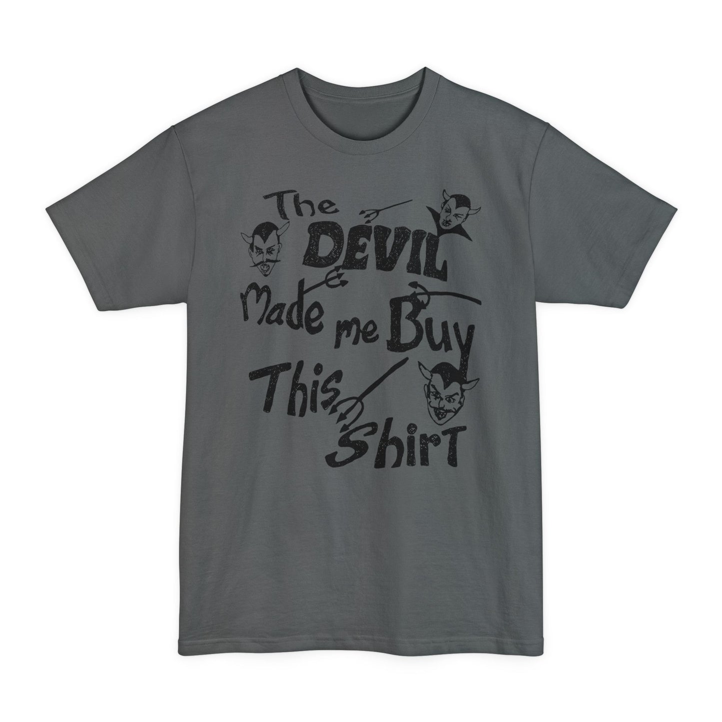 oversized vintage the devil made me buy this shirt custom drawn reproduction unisex tall beefy tshirt