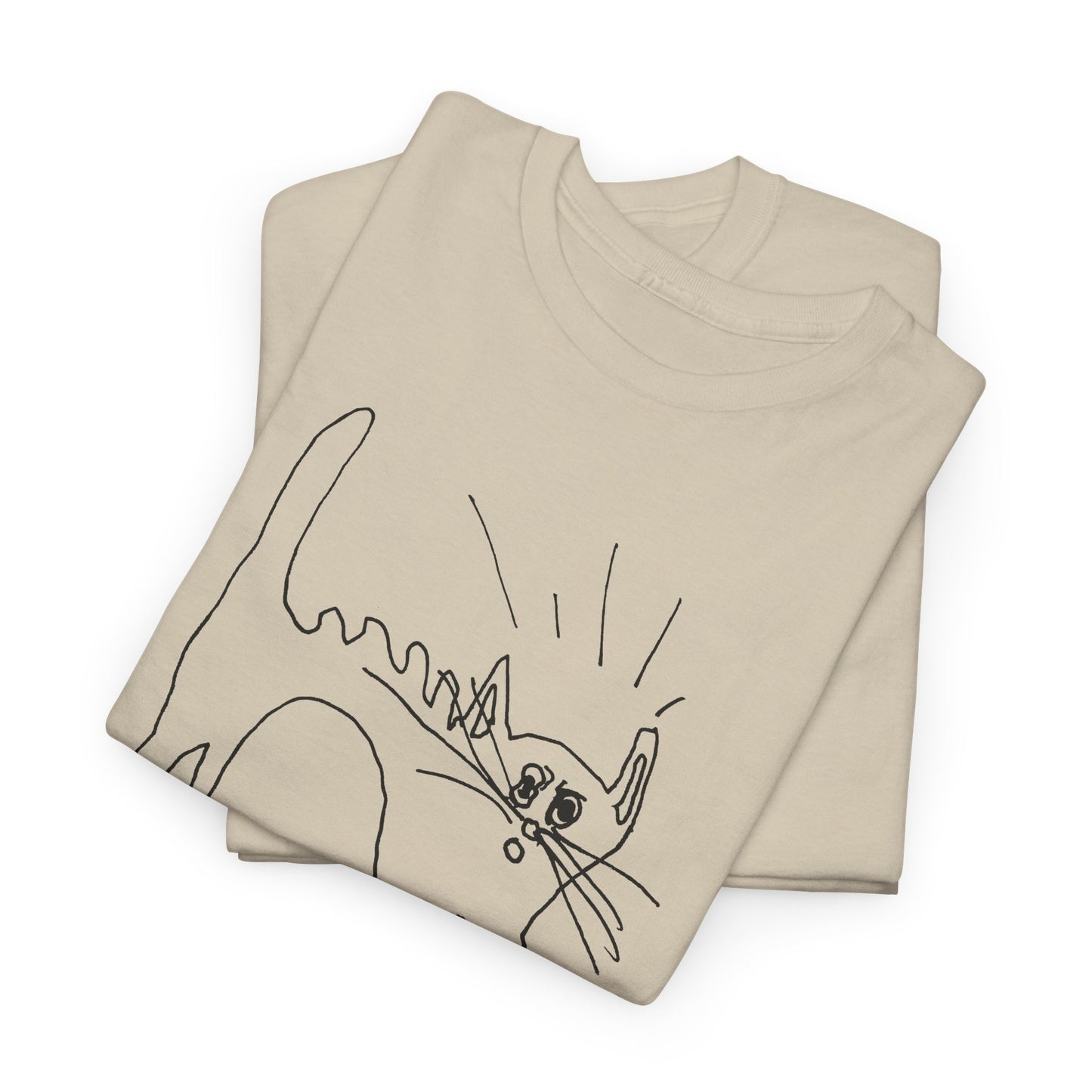 original drawing of a very spooked cat tshirt