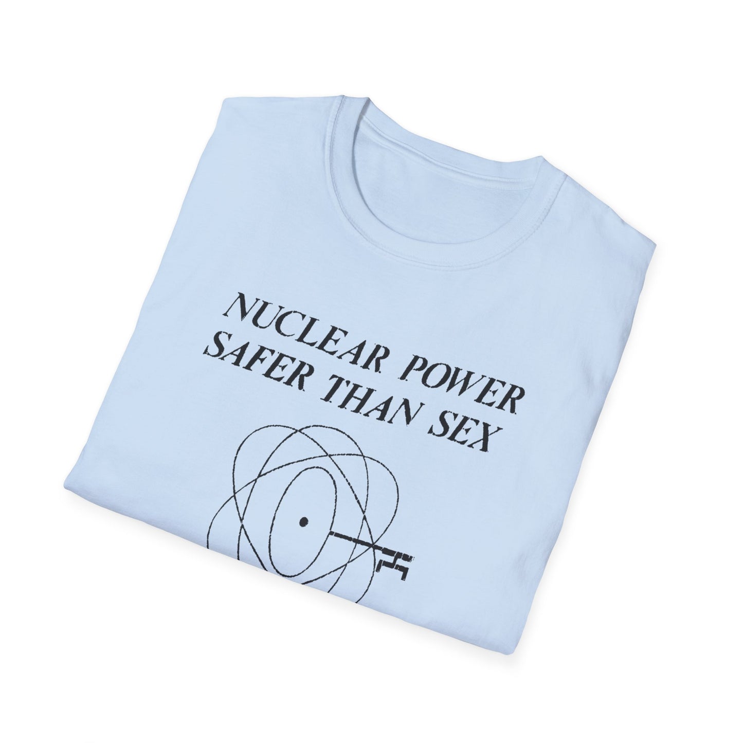 vintage 1970s design "nuclear power safer than sex" tshirt