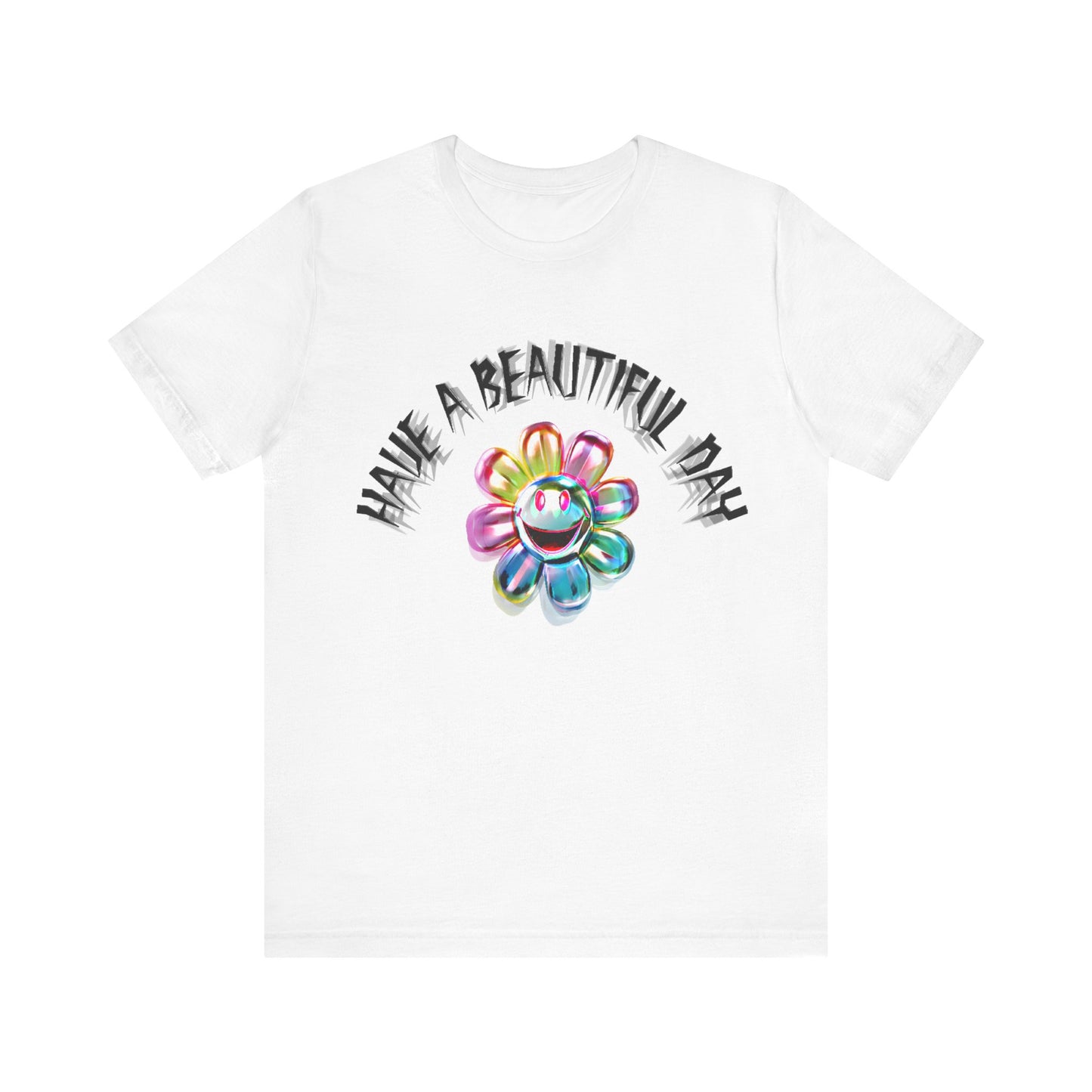 have a beautiful day chaotic rainbow daisy design tshirt