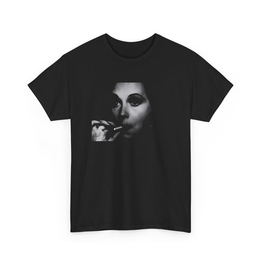 hedy lamarr smoking in the 1947 film noir dishonoured lady (sins of madeline) tshirt