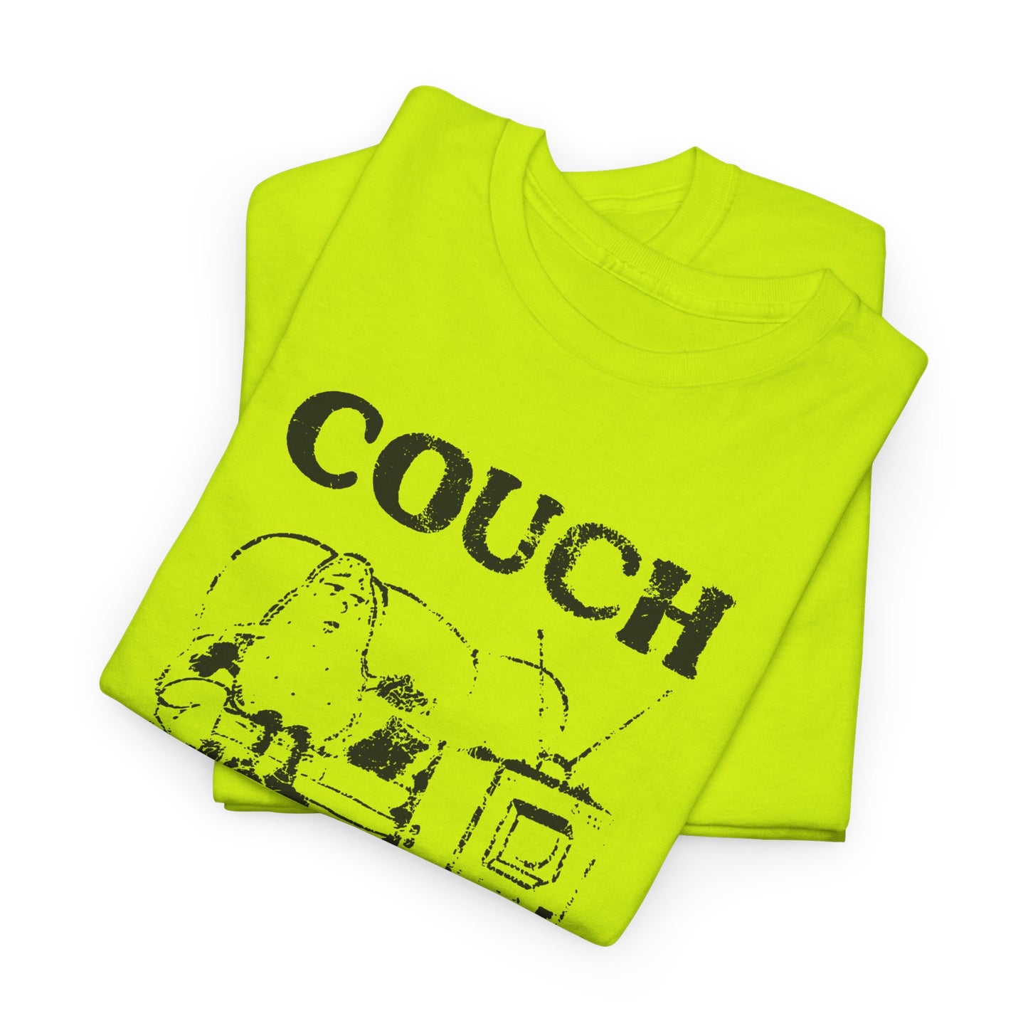 vintage couch potato reproduction in black graphic tshirt