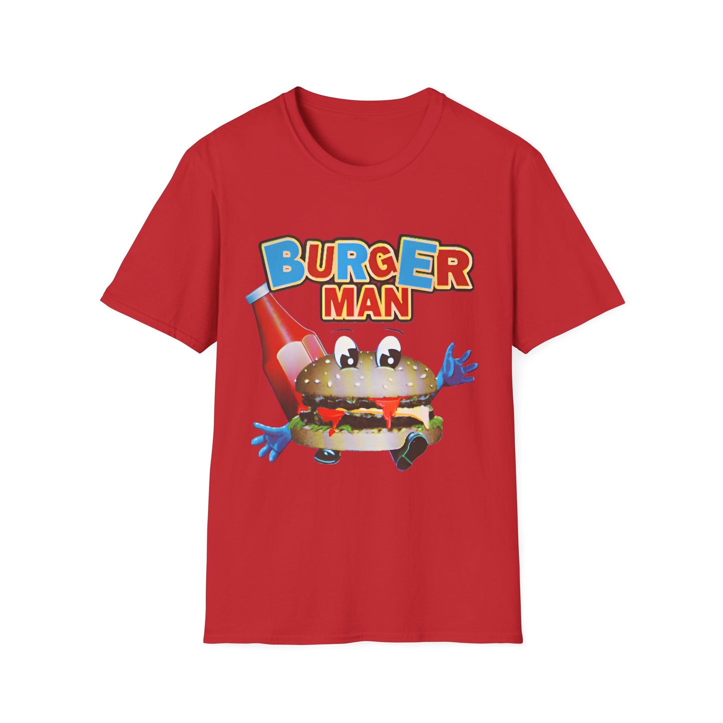 old video game burger man retro design reproduction tshirt