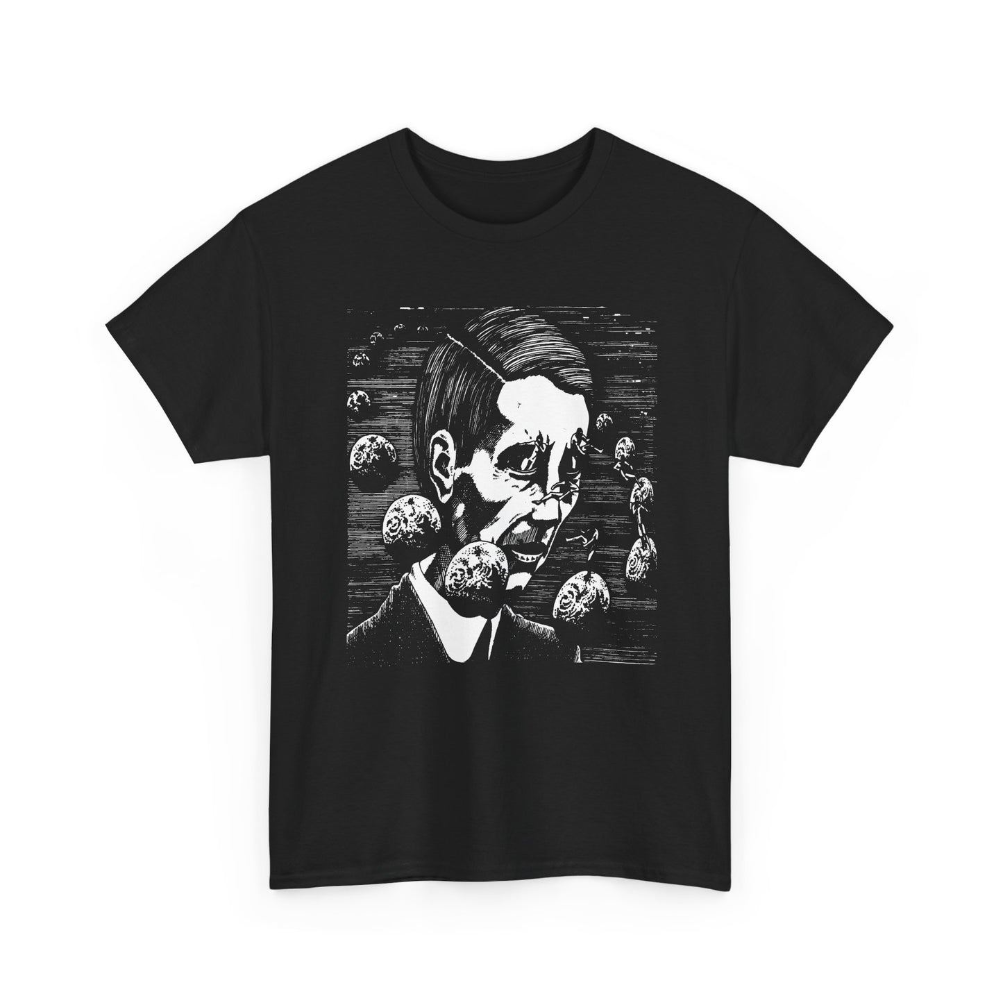 unknown sci fi illustration used in 1980 show poster for joy division reproduction tshirt