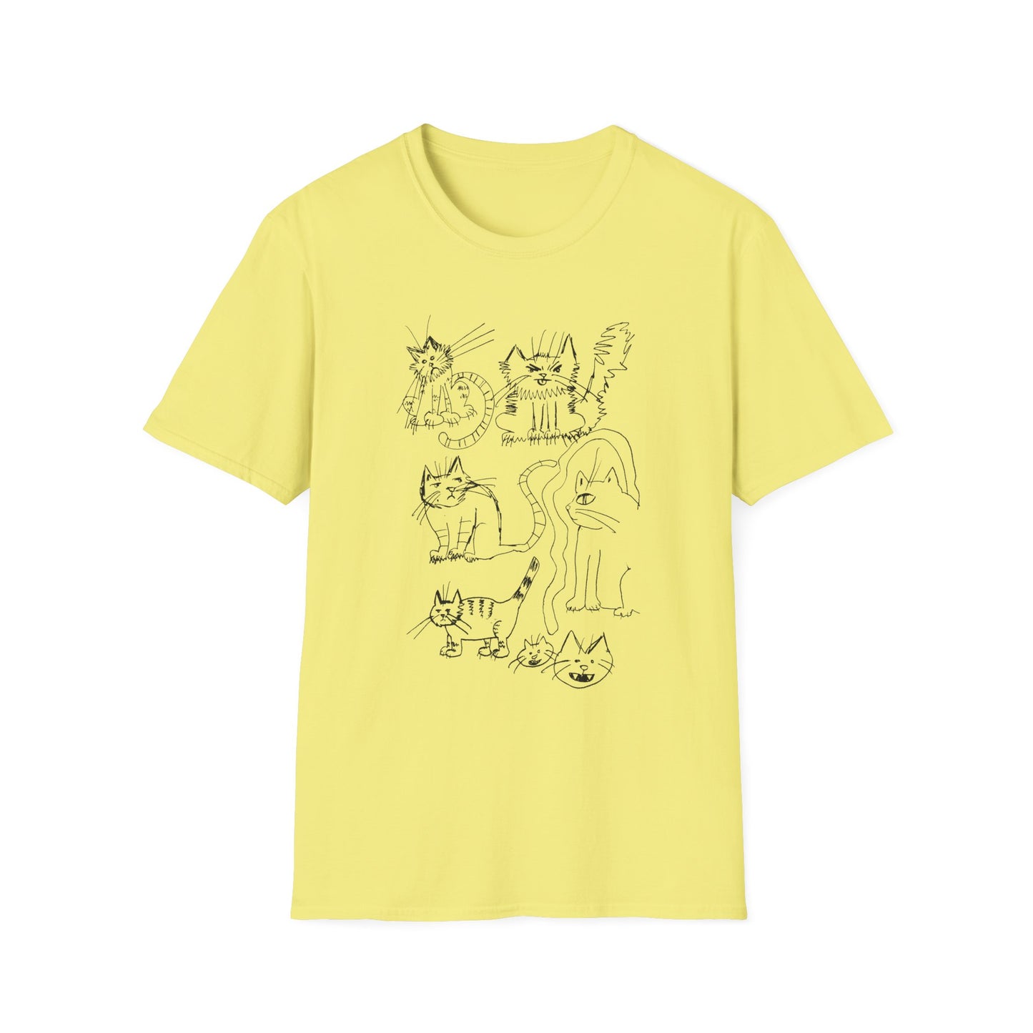 original drawing seven cats tshirt