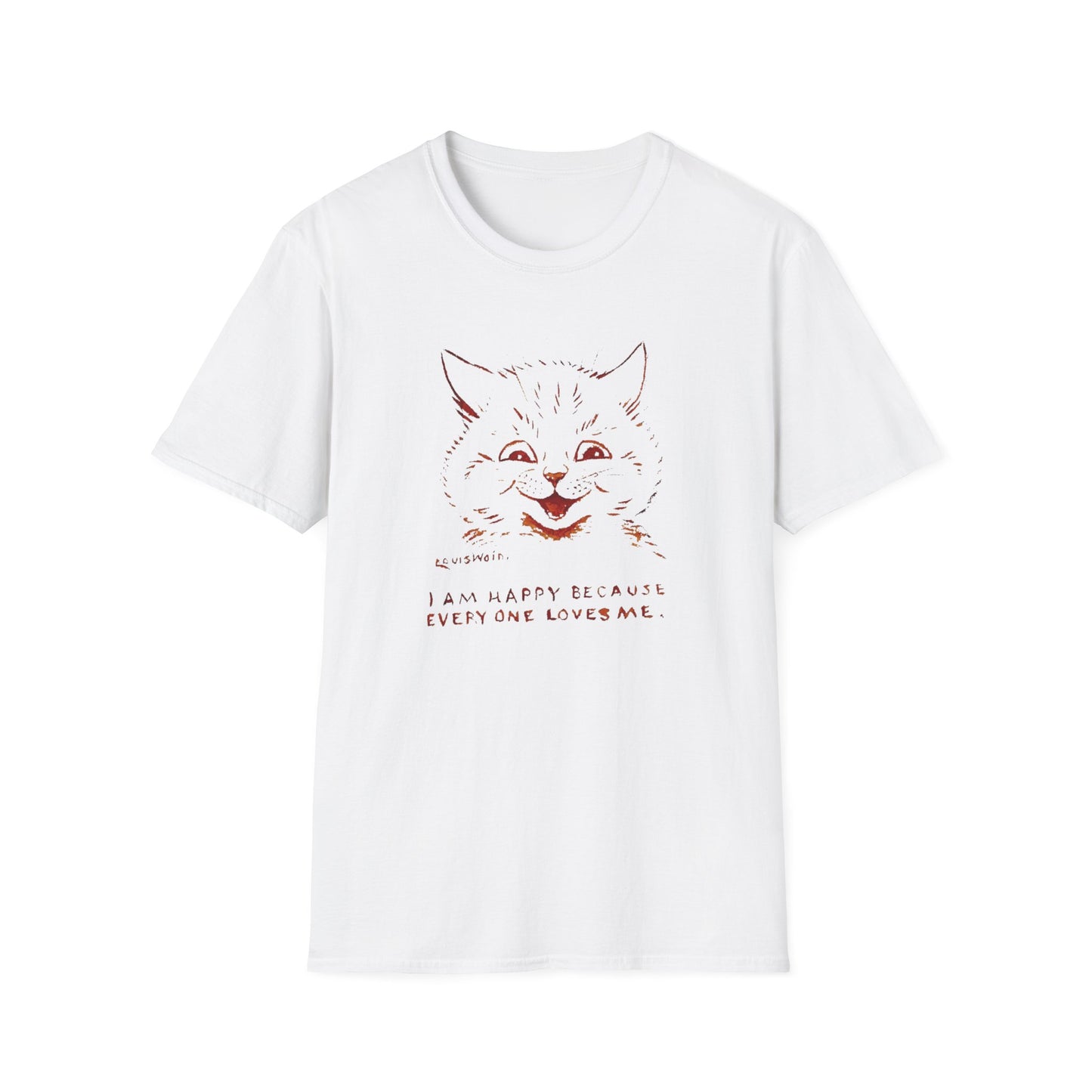 1924 louis wain cat painting i am happy because everyone loves me tshirt