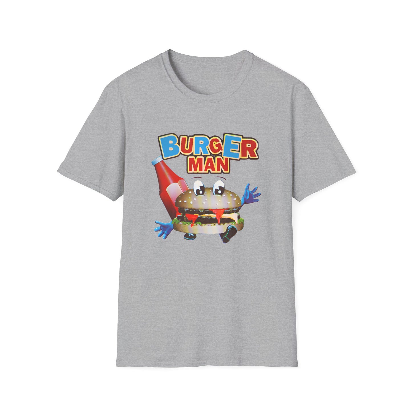 old video game burger man retro design reproduction tshirt