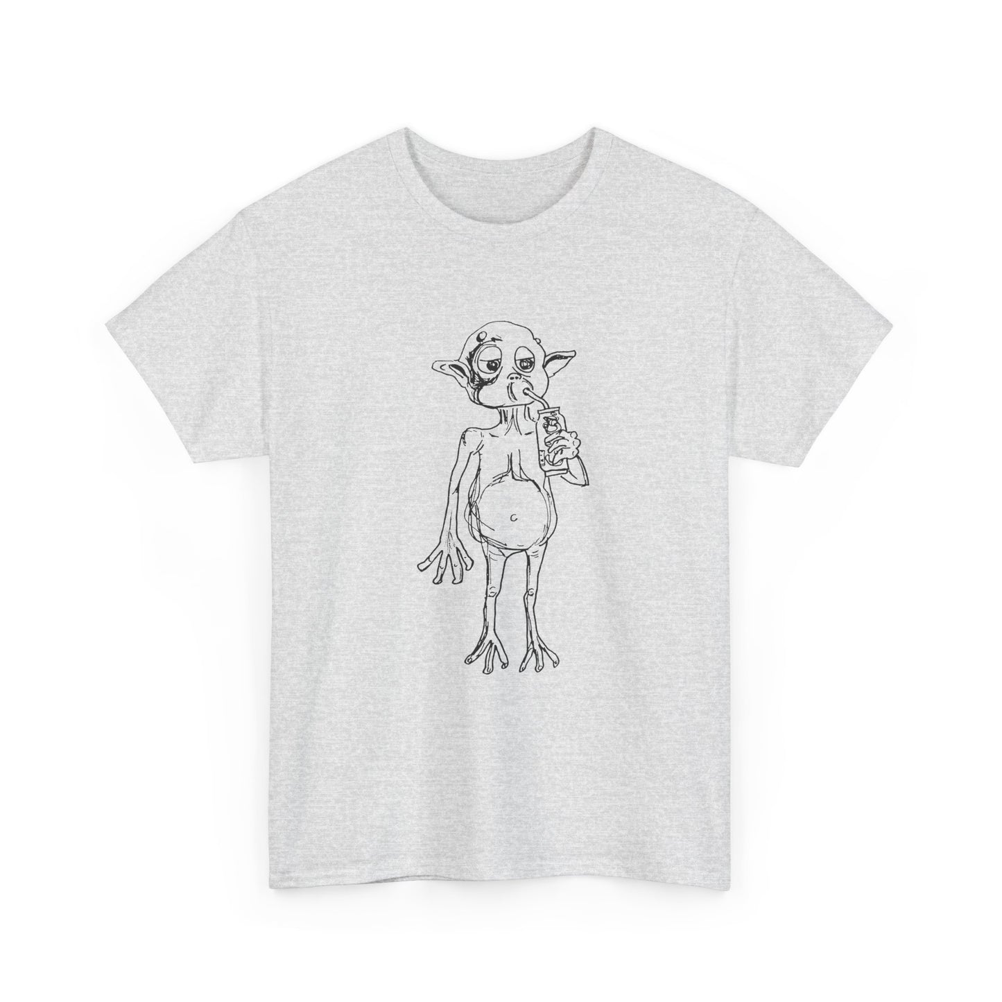 mysterious alien creature (MAC) drinking cola full body original sketch tshirt