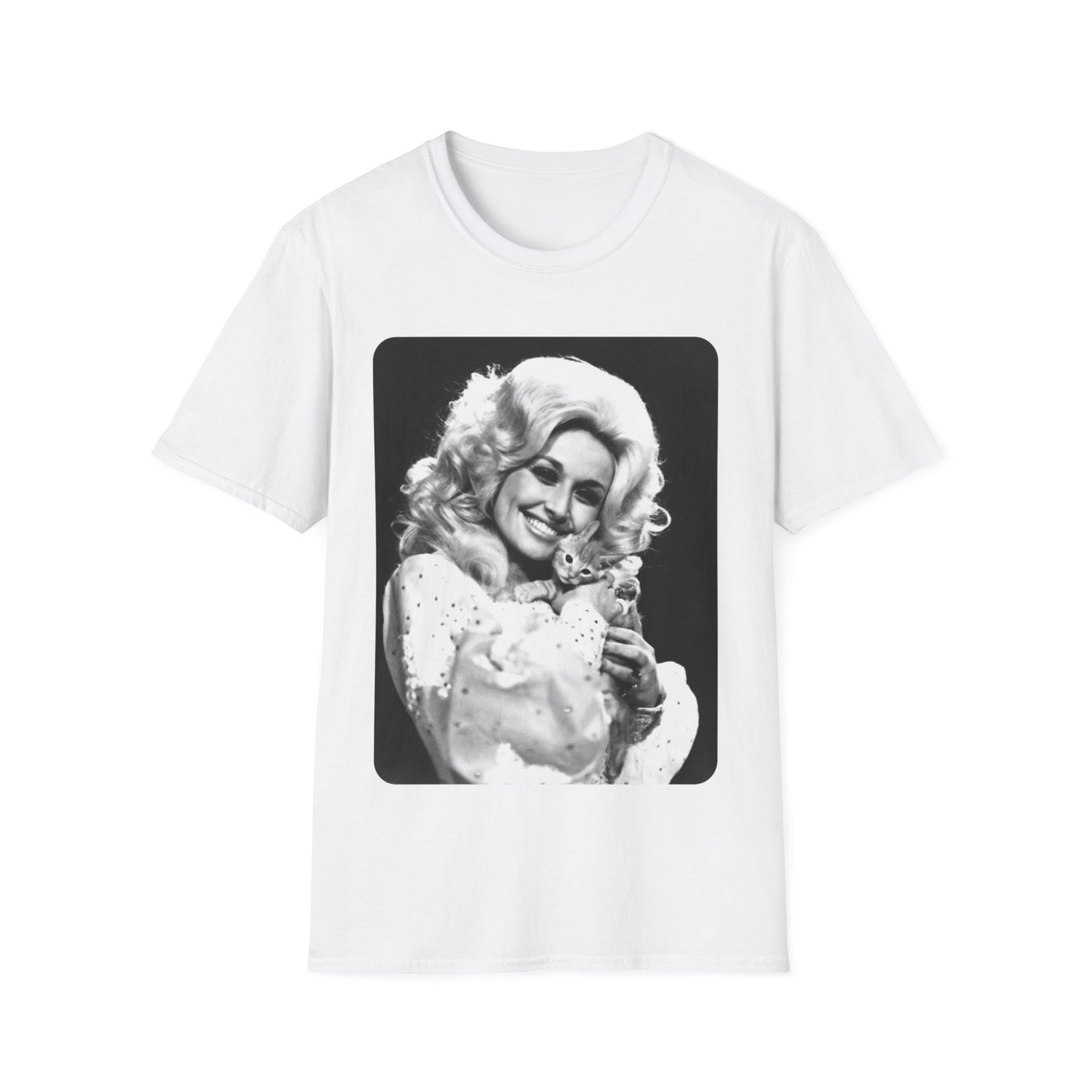 dolly parton and a kitten tshirt