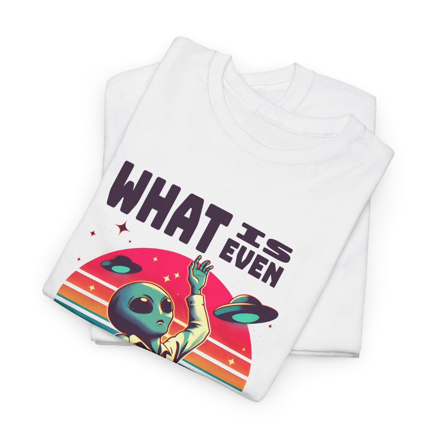 what is even happening floating businessman alien tshirt