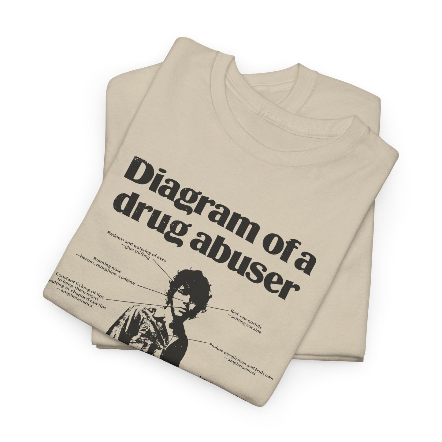 1970s diagram of a drug abuser tshirt