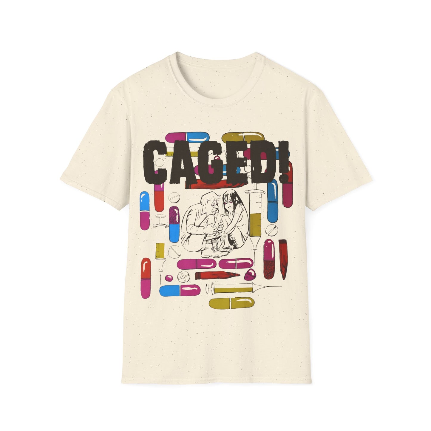 1960s/70s anti-drug poster tshirt "CAGED!" by smartset smarteen s.o.s tshirt