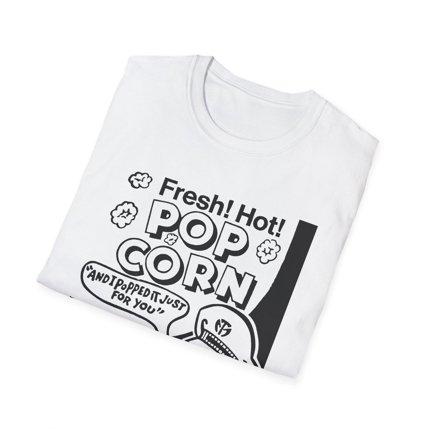 1940s popcorn box logo for martin theatres with a cute little popcorn mascot tshirt