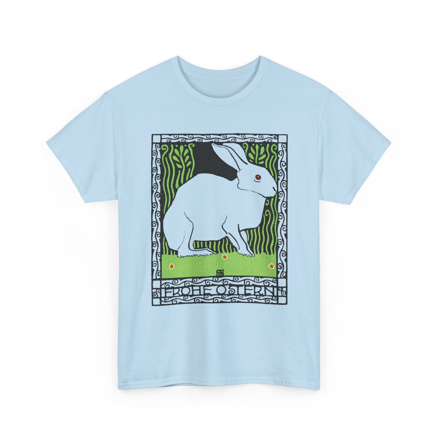 1909 josef von diveky happy easter (frohe ostern) color lithograph bunny reproduction tshirt