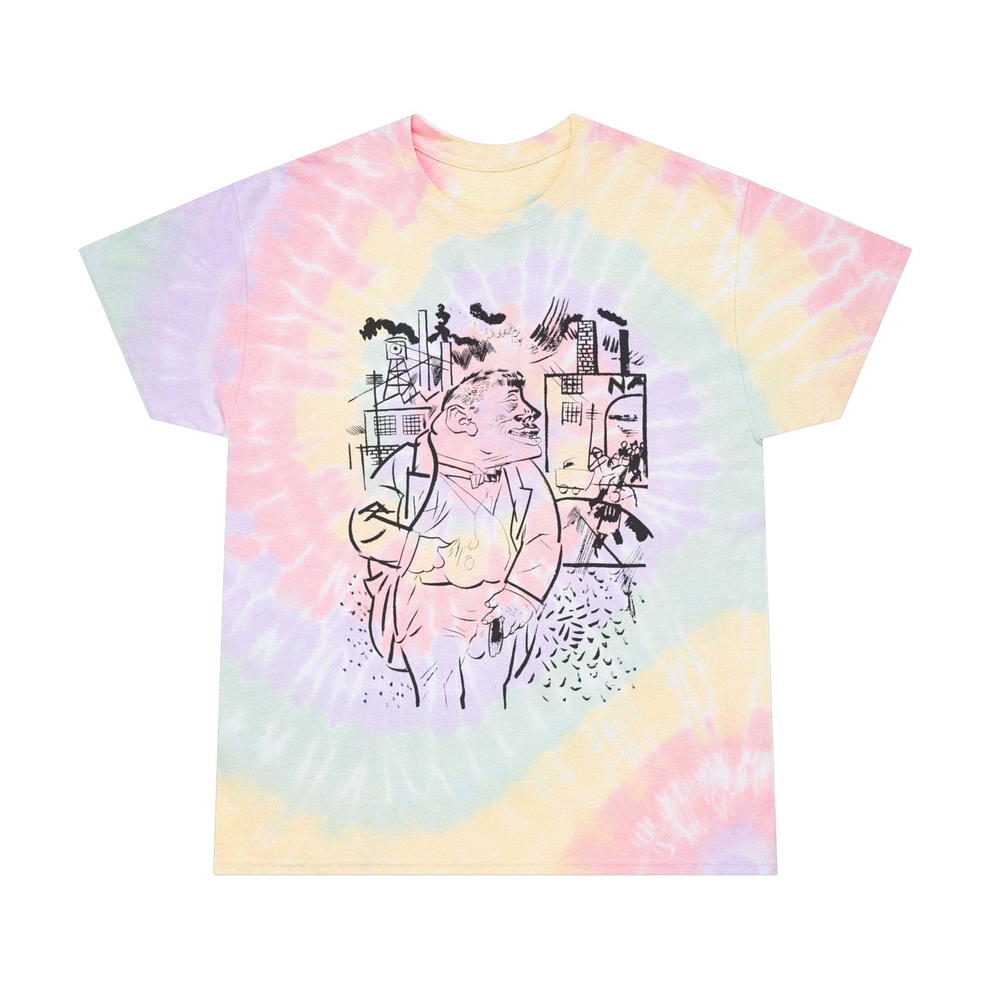 1921 geroge grosz sketch "i shall exterminate everything around me that restricts me from being the master" unisex tie dye tshirt
