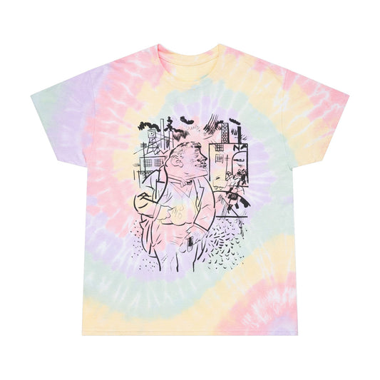 1921 geroge grosz sketch "i shall exterminate everything around me that restricts me from being the master" unisex tie dye tshirt