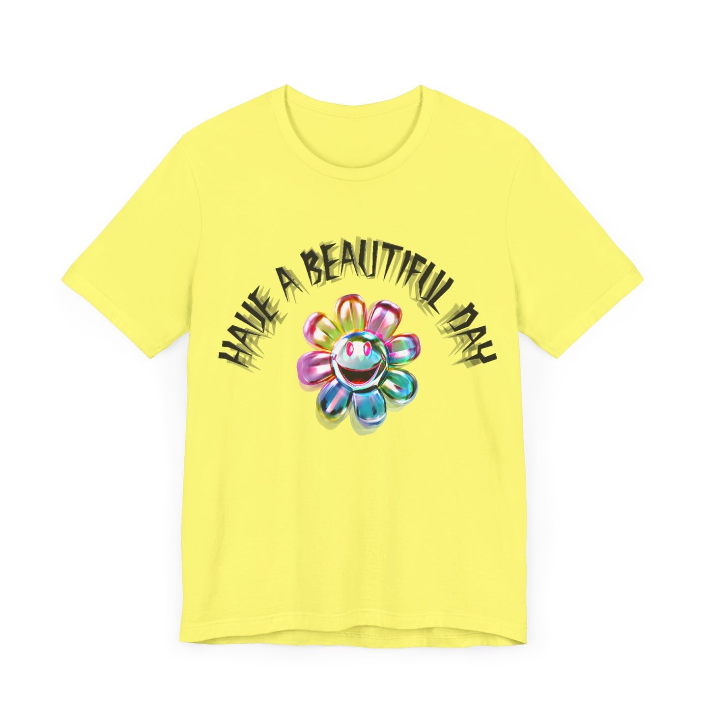 have a beautiful day chaotic rainbow daisy design tshirt