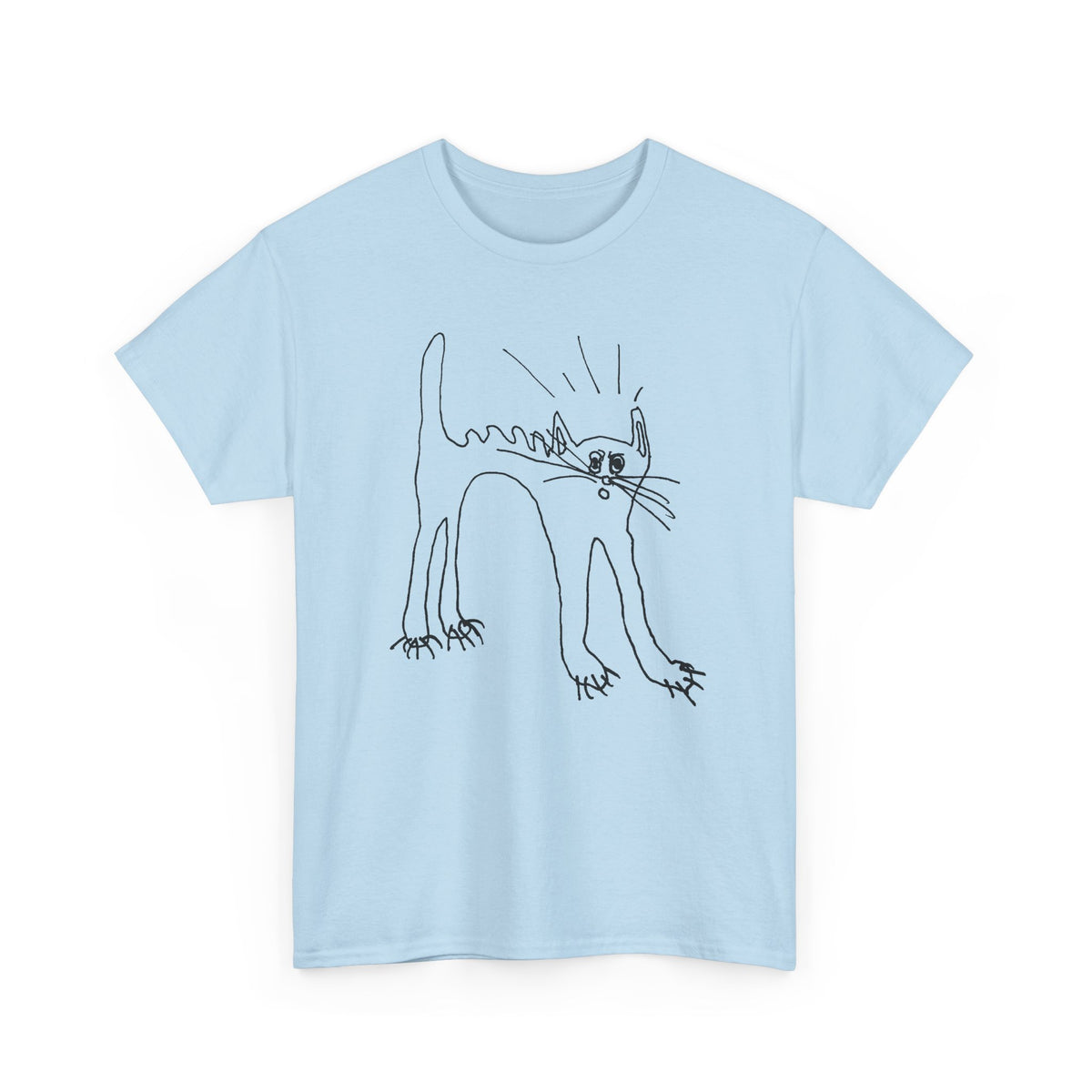 original drawing of a very spooked cat tshirt