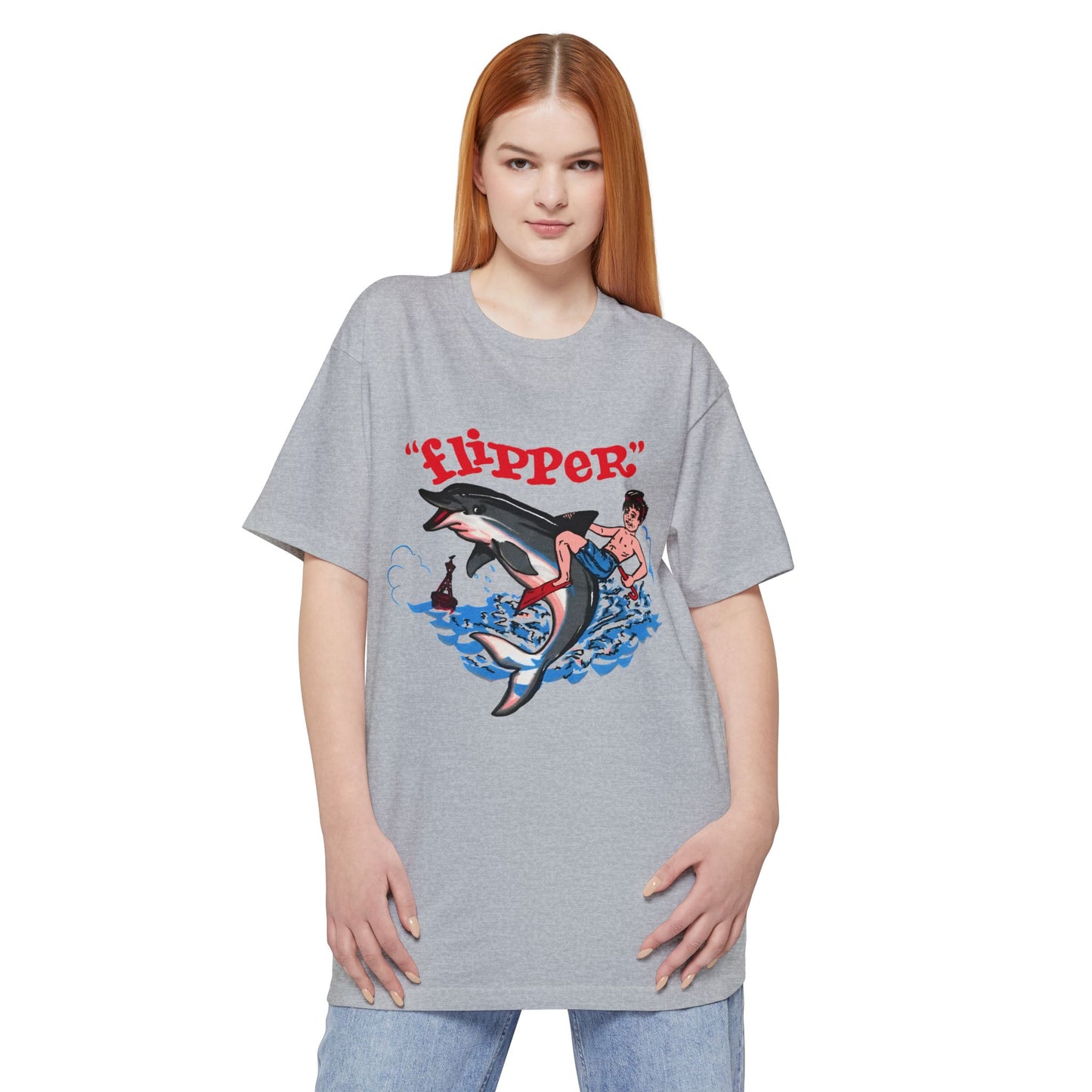 oversized 1960s miami seaquarium flipper the dolphin vintage reproduction unisex tall beefy tshirt