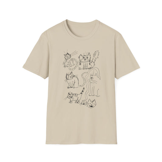 original drawing seven cats tshirt