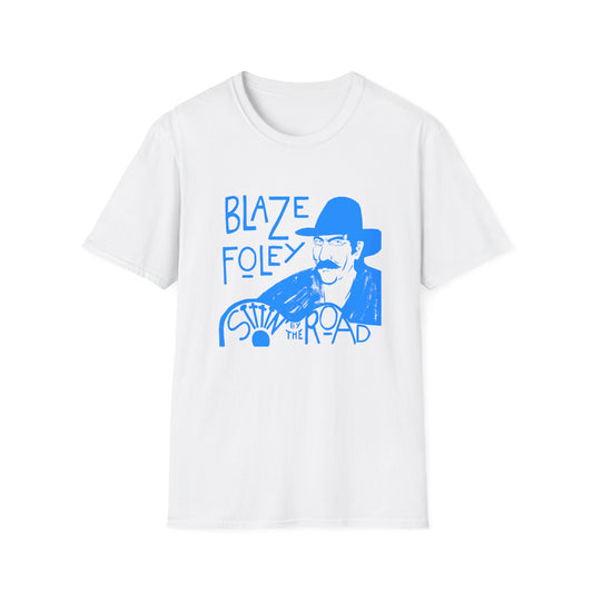 blaze foley sittin' by the road light blue stencil fan art tshirt