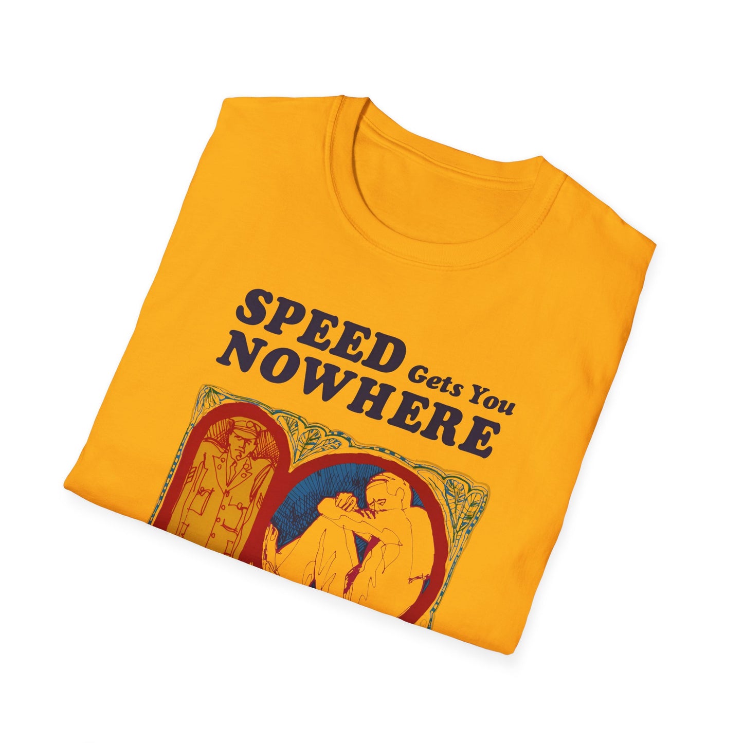 1970s anti drug campaign poster "speed gets you nowhere" tshirt