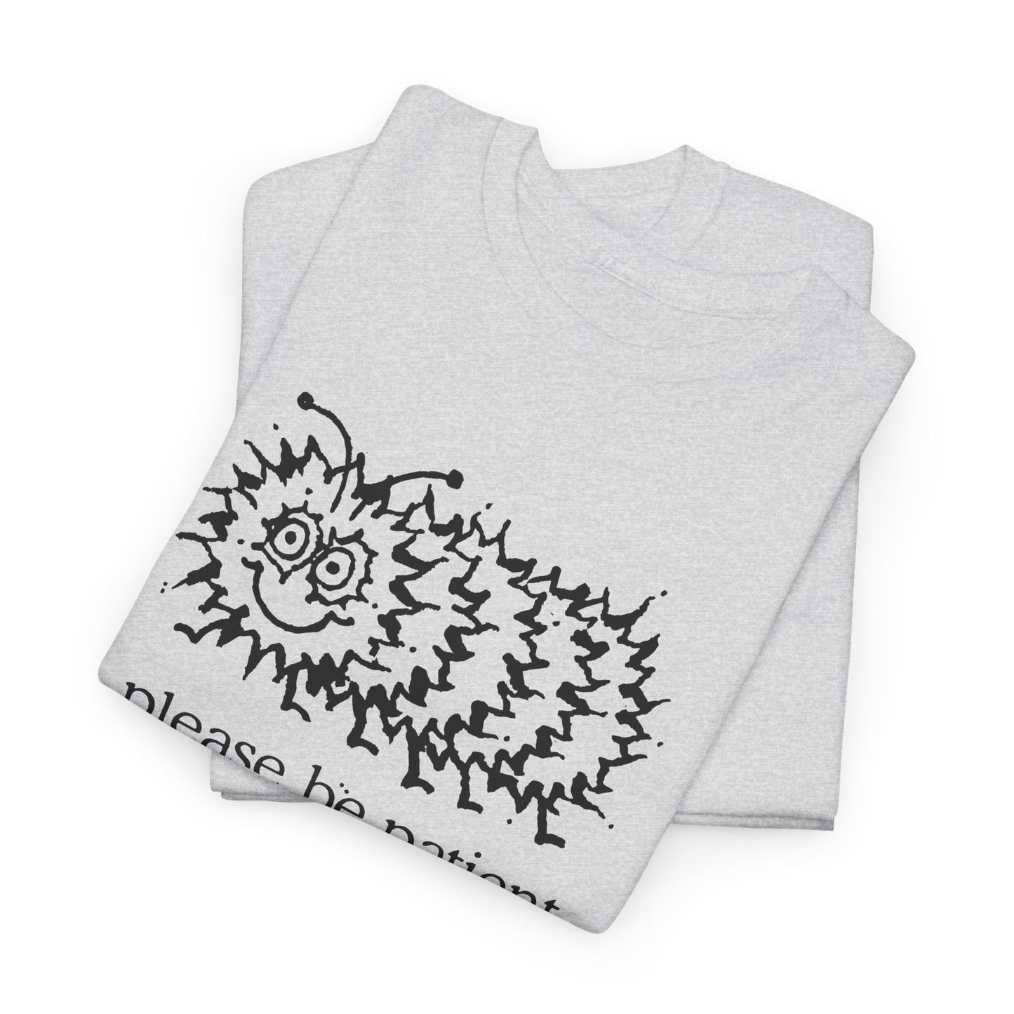 vintage please be patient god isn't finished with me yet caterpillar reproduction tshirt