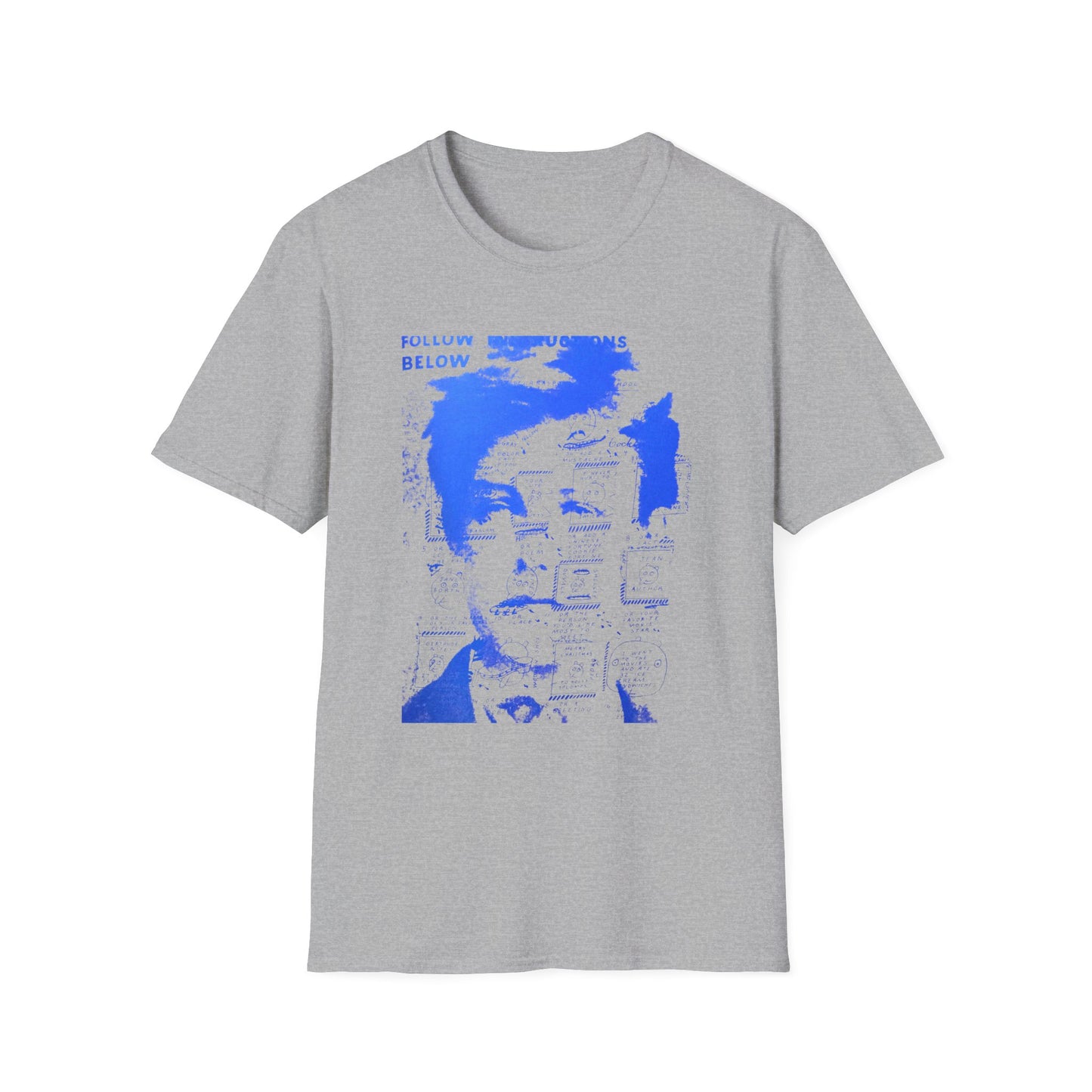 ray johnson arthur rimbaud art in blue tshirt