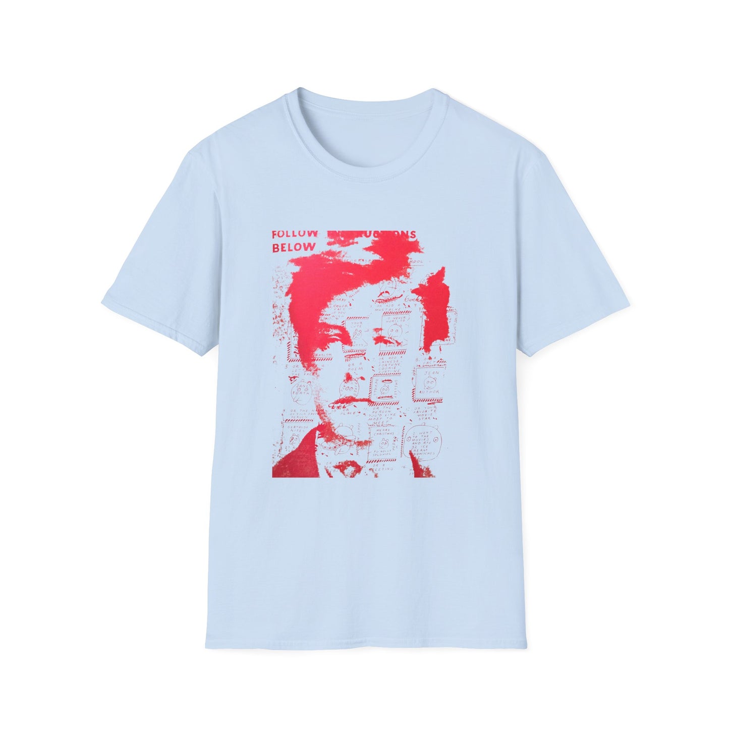 ray johnson arthur rimbaud art in red tshirt
