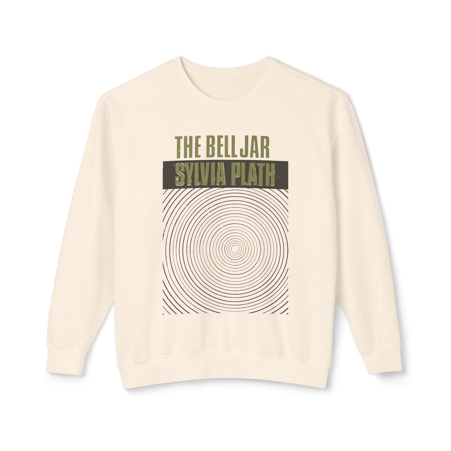 1963 book by sylvia plath "the bell jar" book cover on a 100% cotton sweatshirt