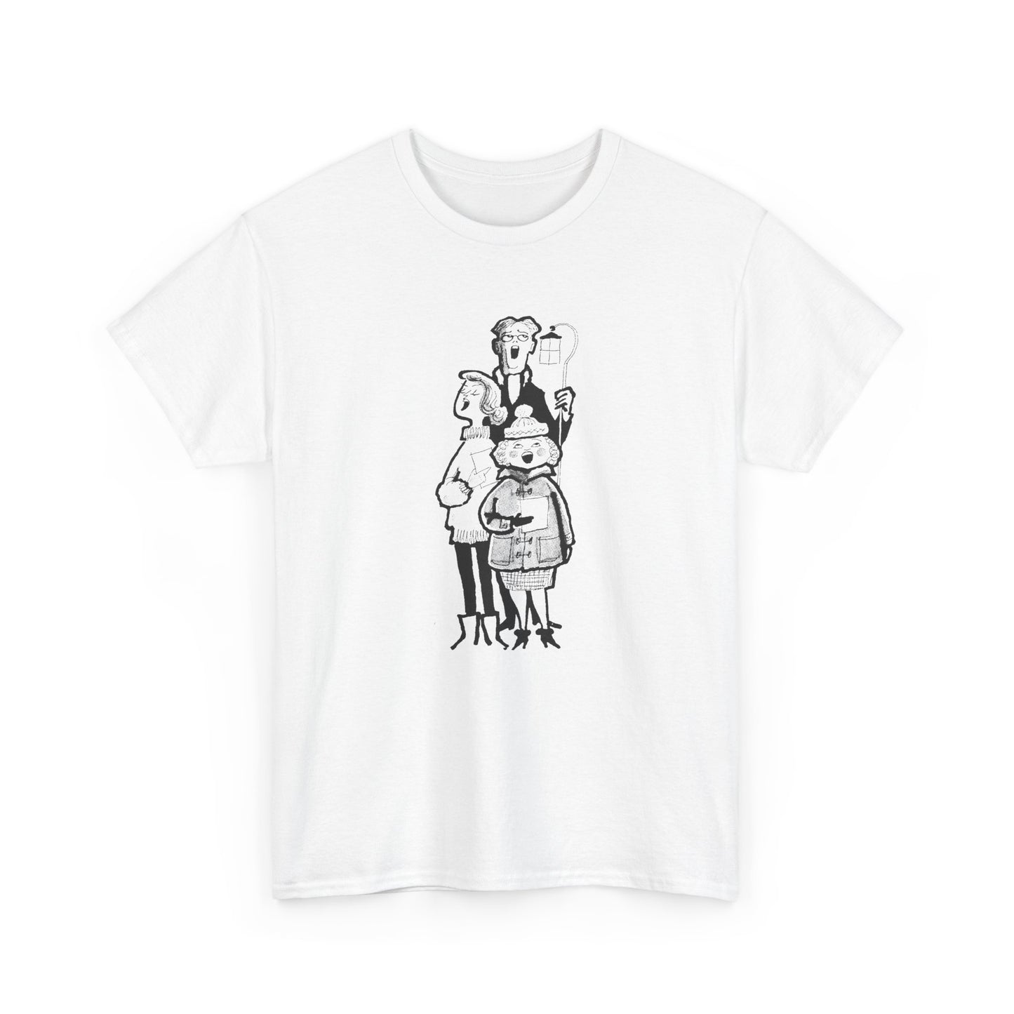 vintage 1960s caroling illustration reproduction tshirt