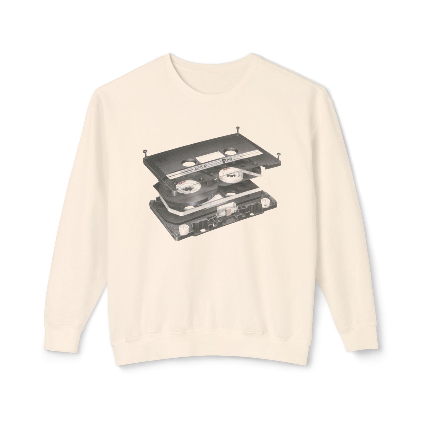 exploded view cassette tape hisashi saito 1980 airbrush graphic 100% cotton sweatshirt