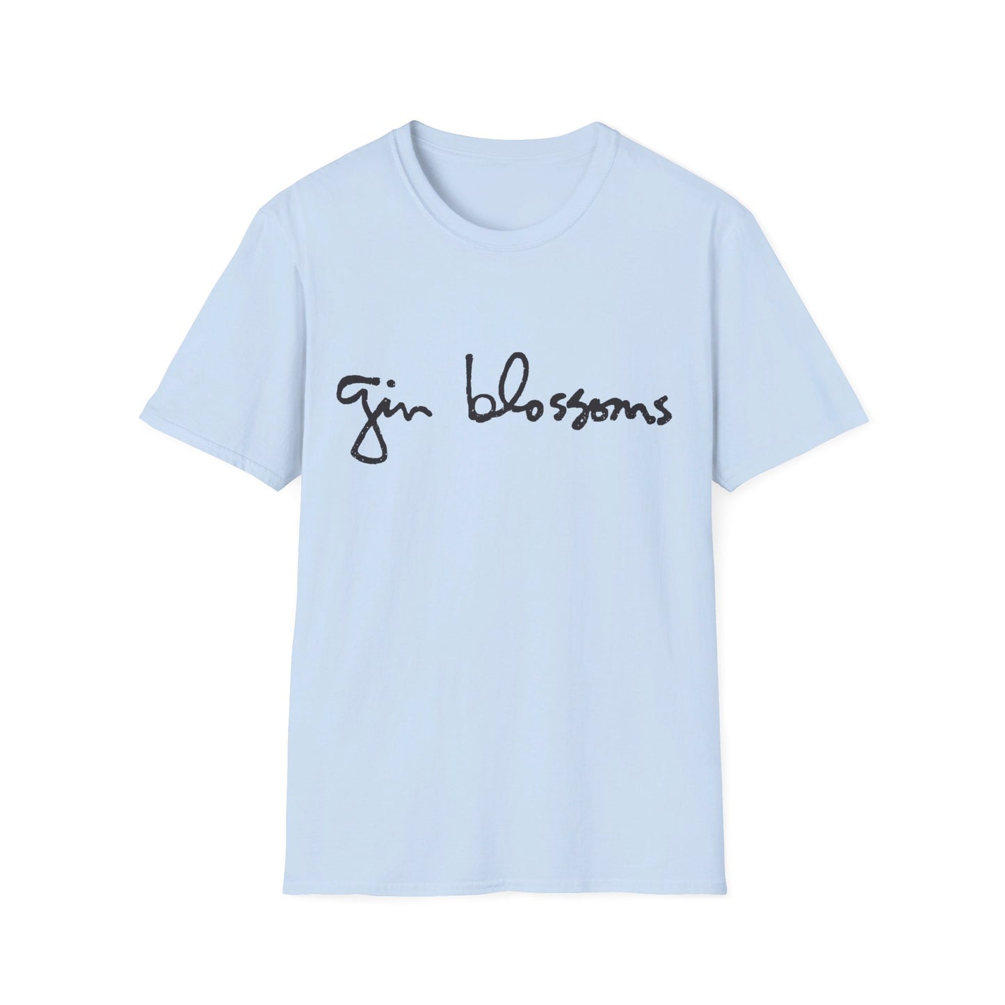 gin blossoms logo in black tshirt