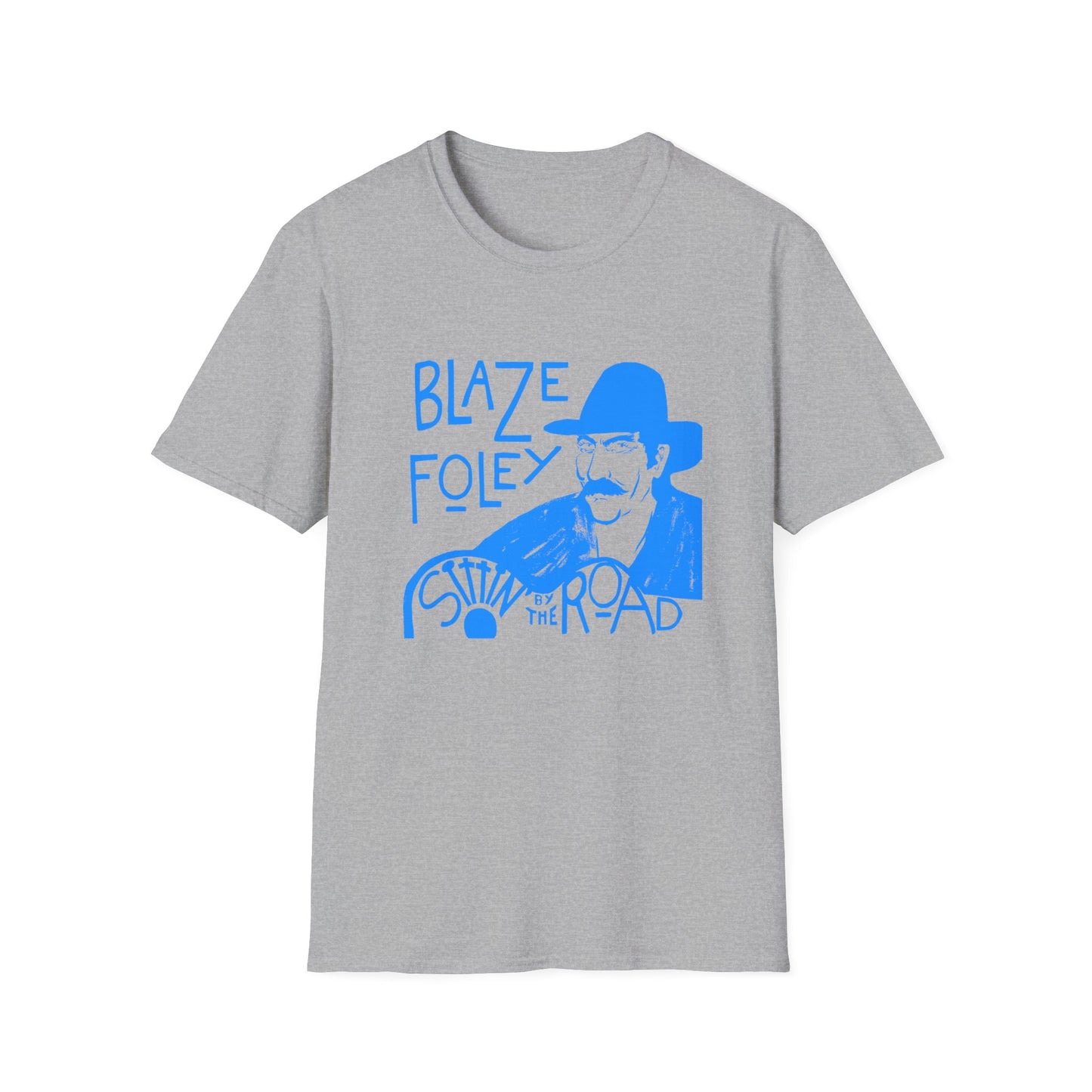 blaze foley sittin' by the road light blue stencil fan art tshirt