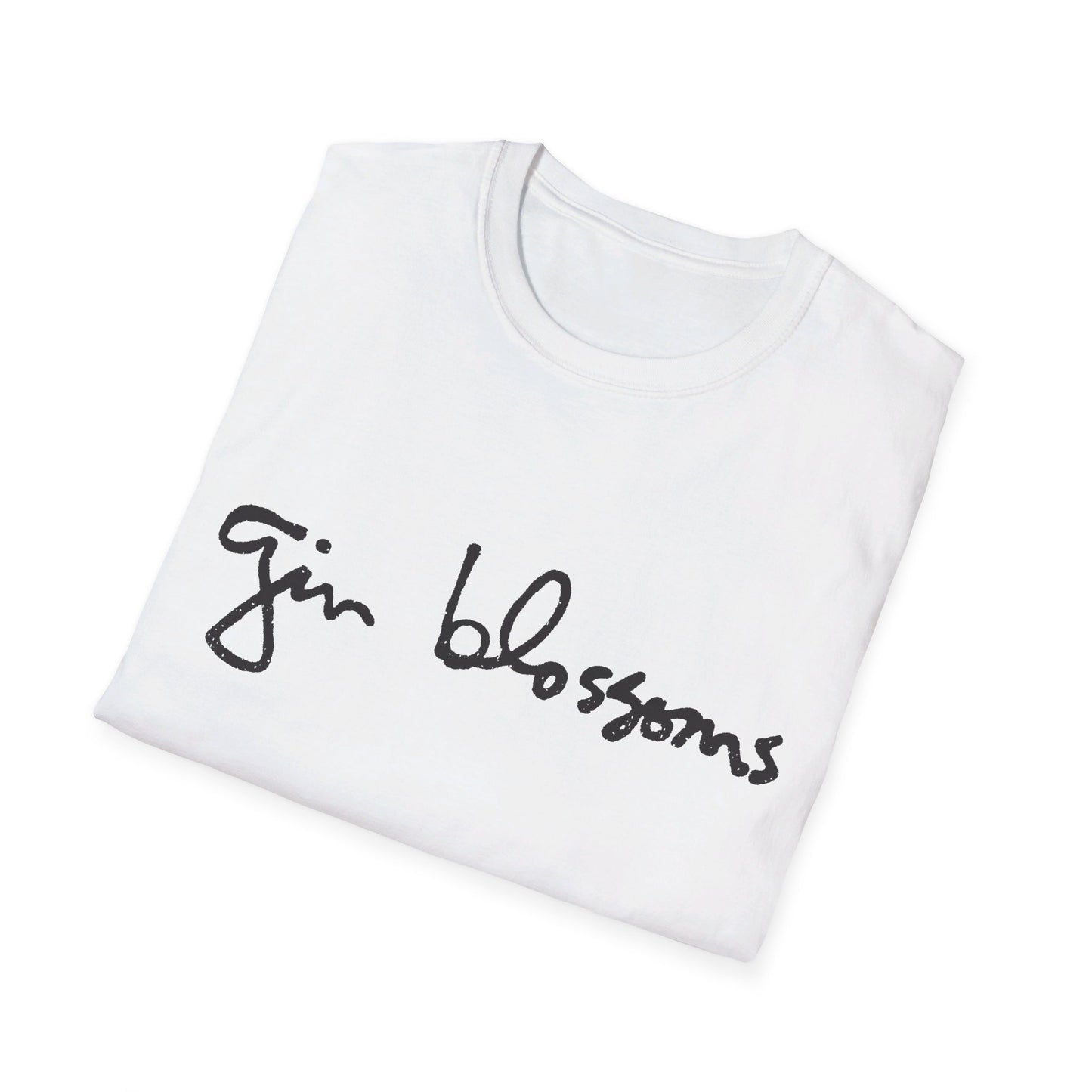 gin blossoms logo in black tshirt