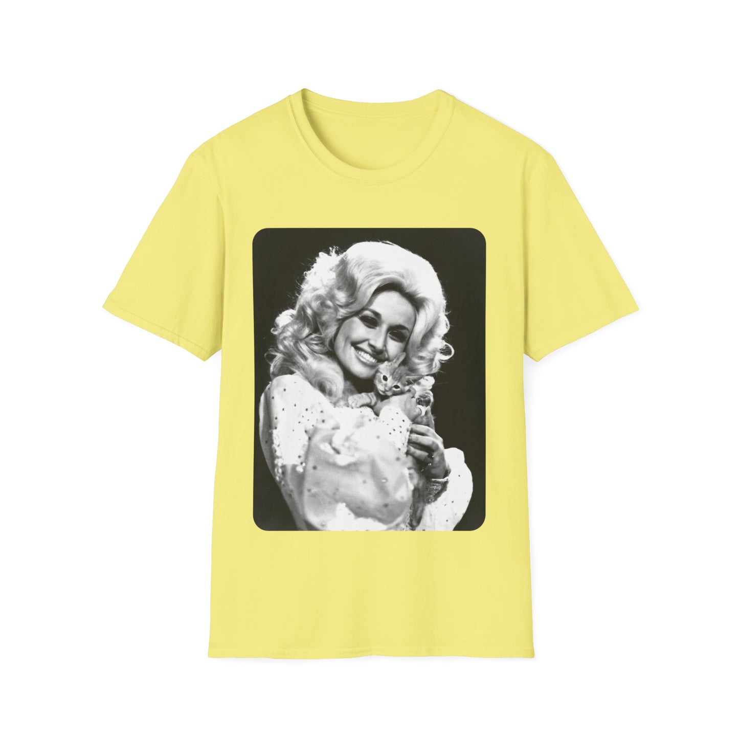 dolly parton and a kitten tshirt