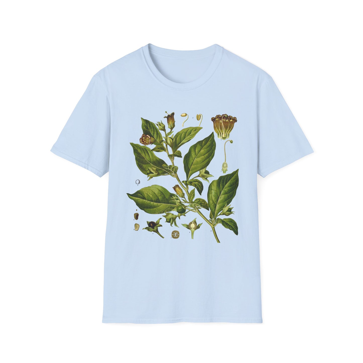 1887 botanical print from kohler's plants by hermann adolph kohler featuring atropa belladonna or deadly nightshade tshirt