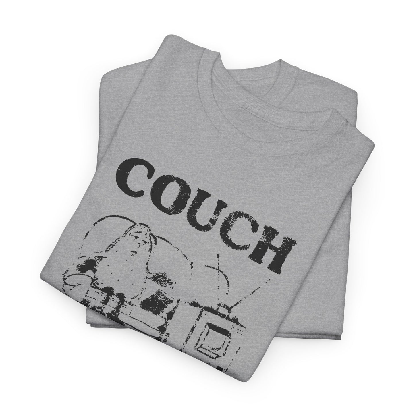 vintage couch potato reproduction in black graphic tshirt